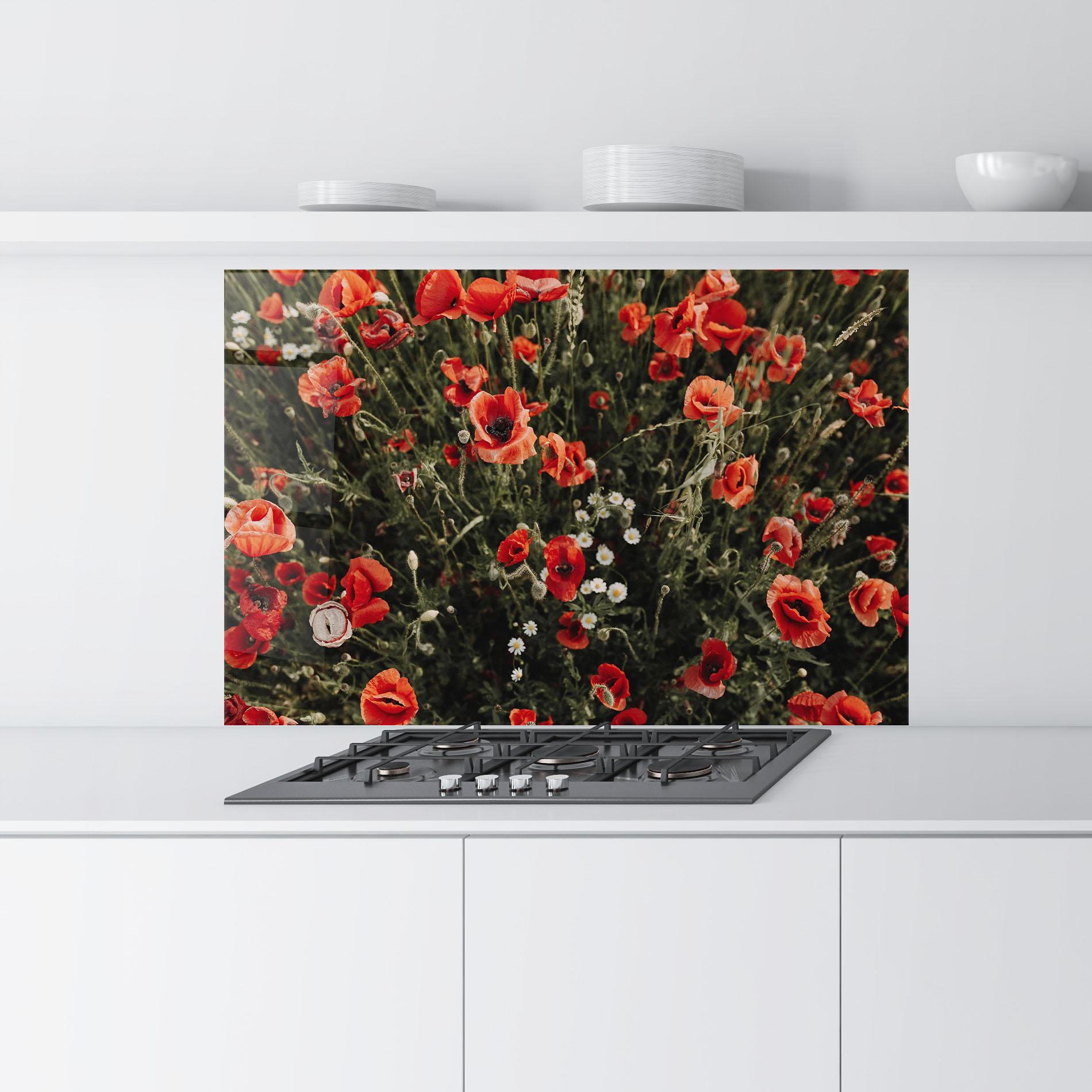 Panou Sticla Bucatarie Pretty Poppies Field mockup 9