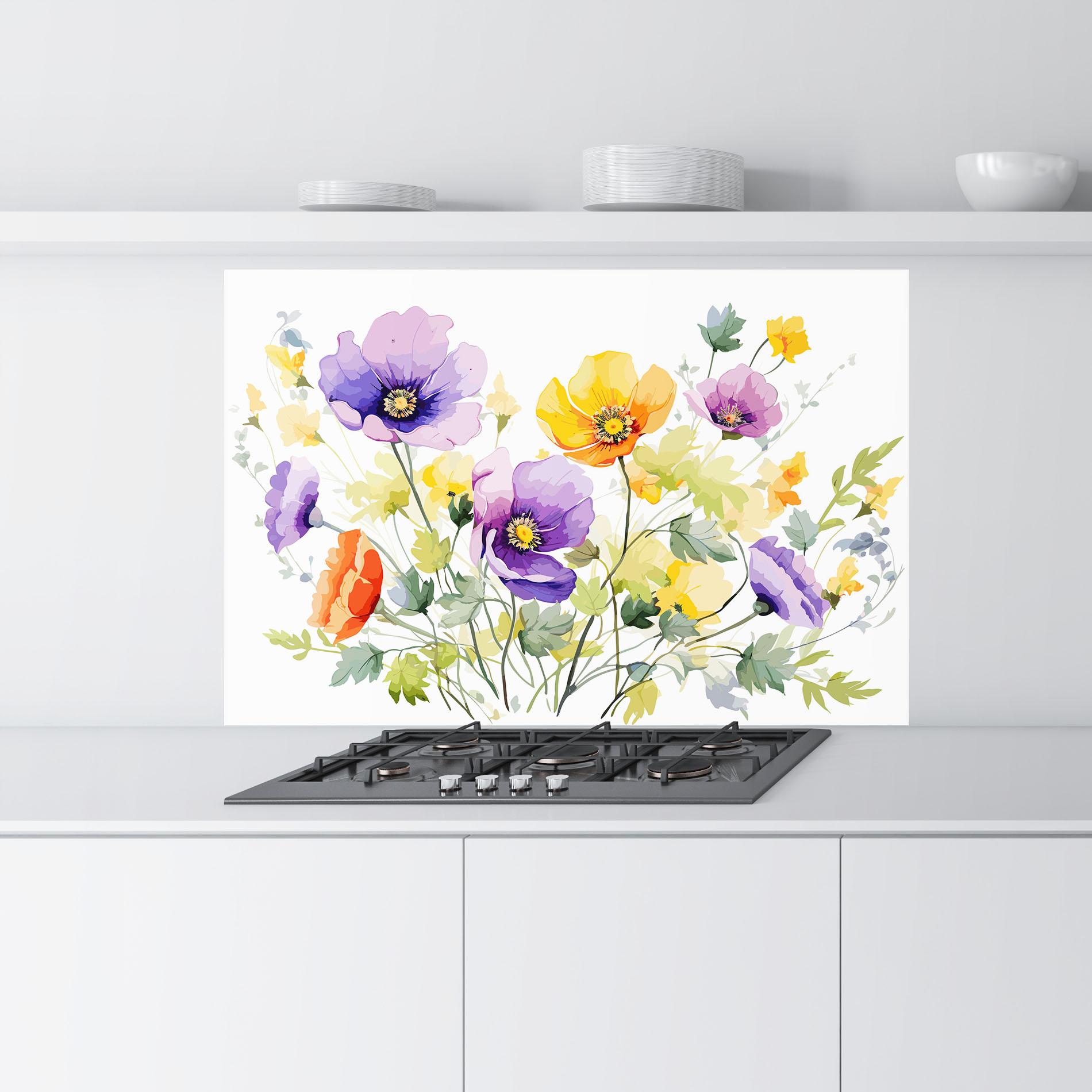 Panou Sticla Bucatarie Purple Orange Poppy mockup 9
