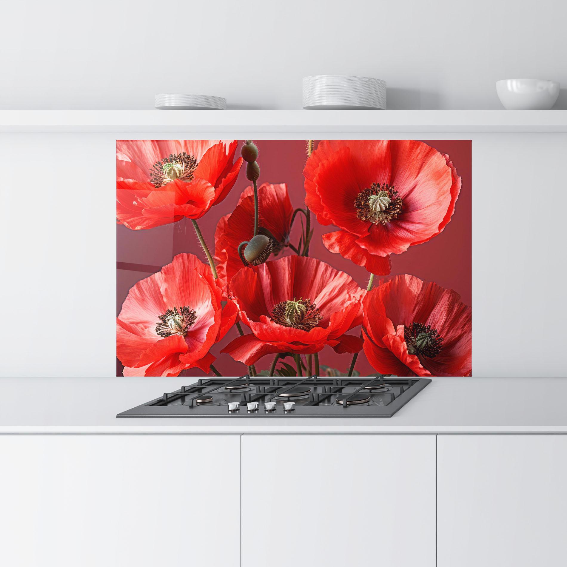 Panou Sticla Bucatarie Red Poppies mockup 9