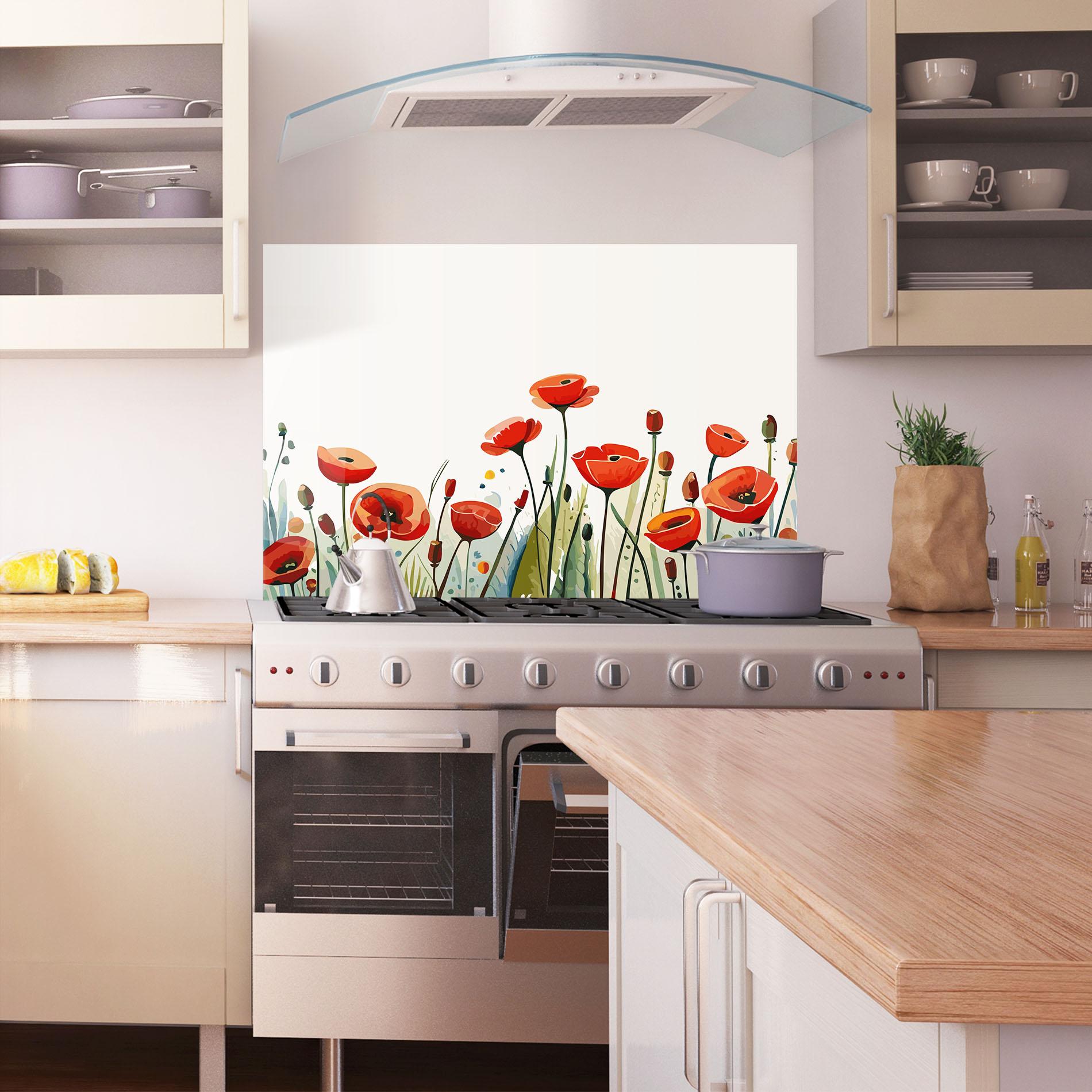 Panou Sticla Bucatarie Minimalist Poppy mockup 1