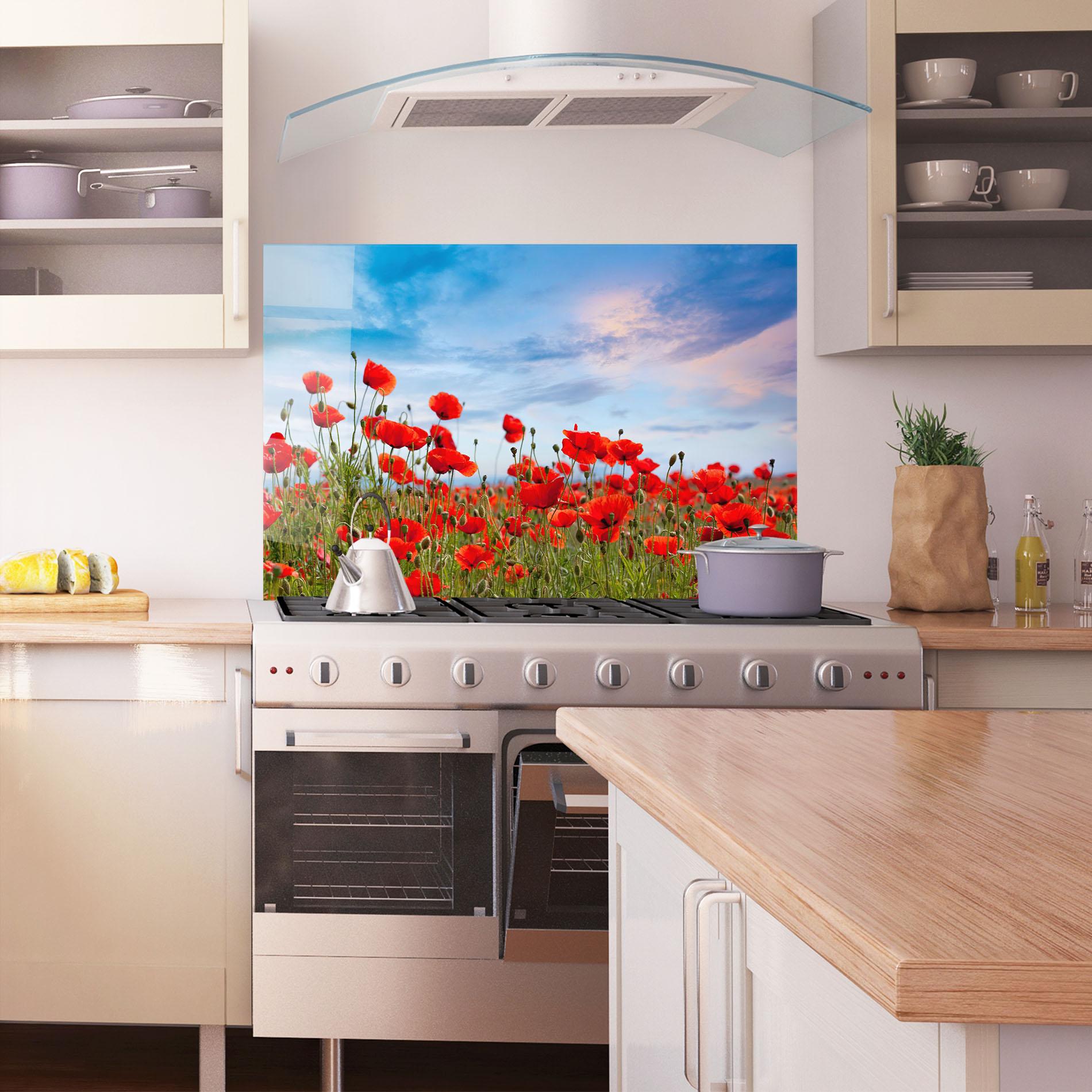 Panou Sticla Bucatarie Poppy Field mockup 1