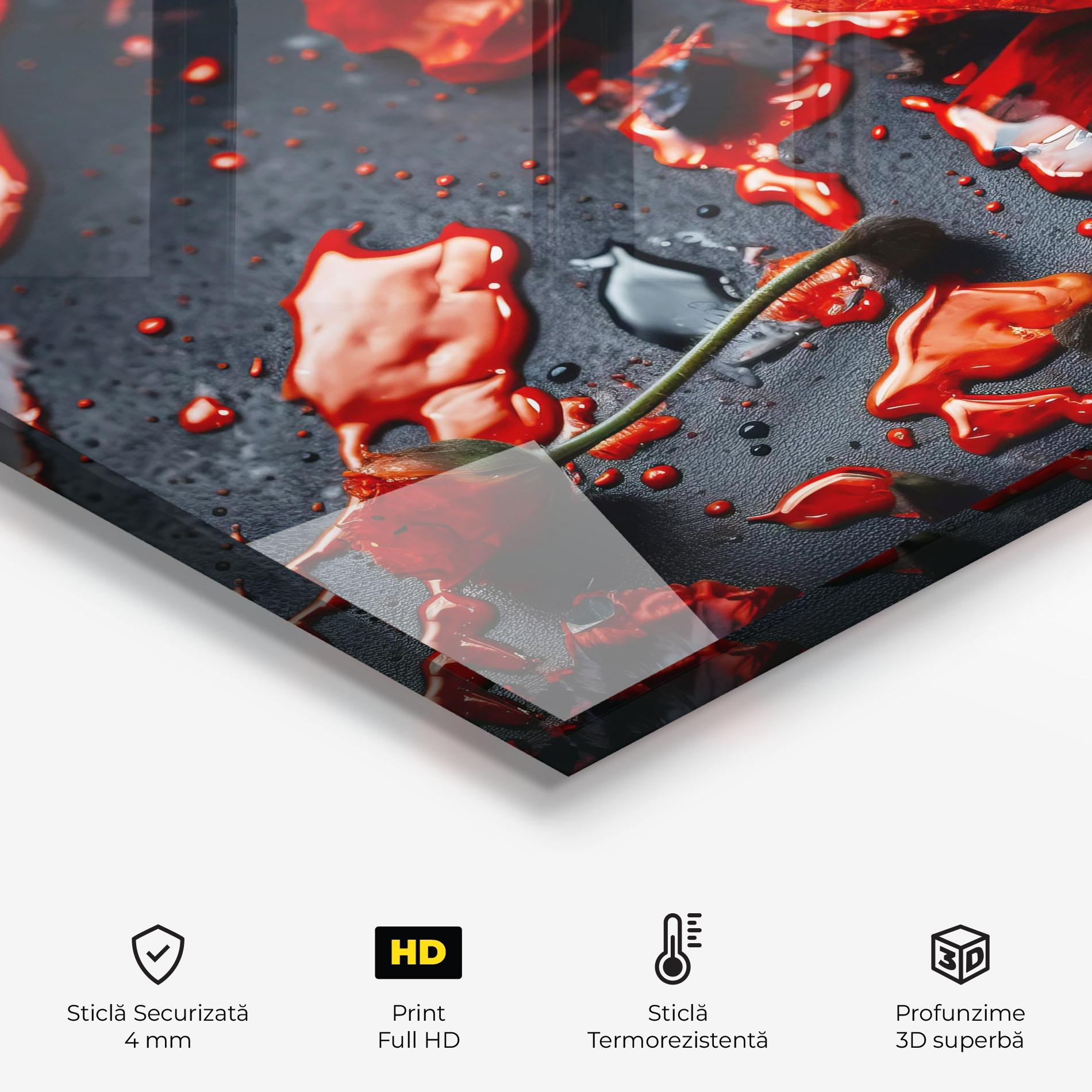 Panou Sticla Bucatarie Beautiful Red Poppy Liquid mockup 2