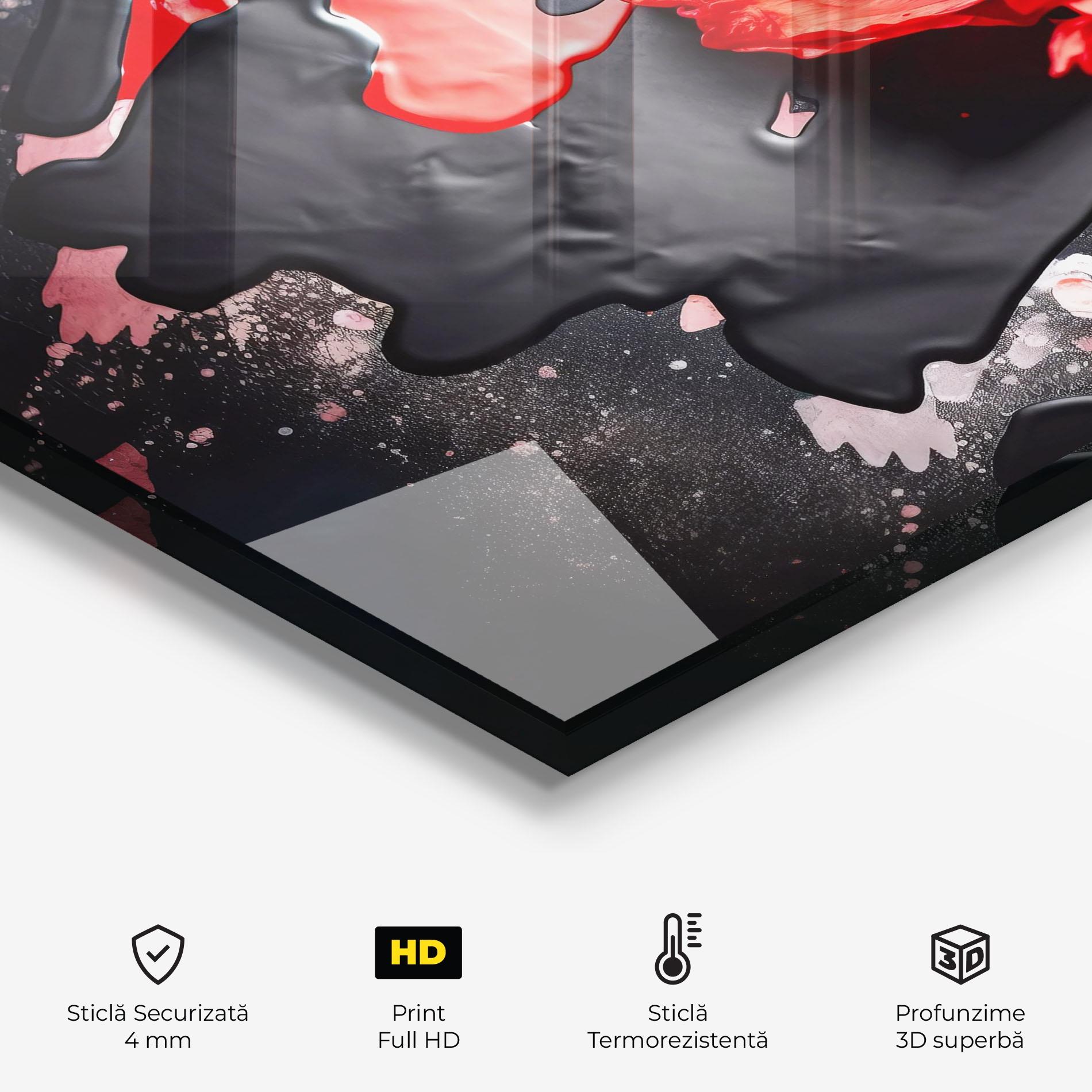 Panou Sticla Bucatarie Black Liquid Poppy mockup 2