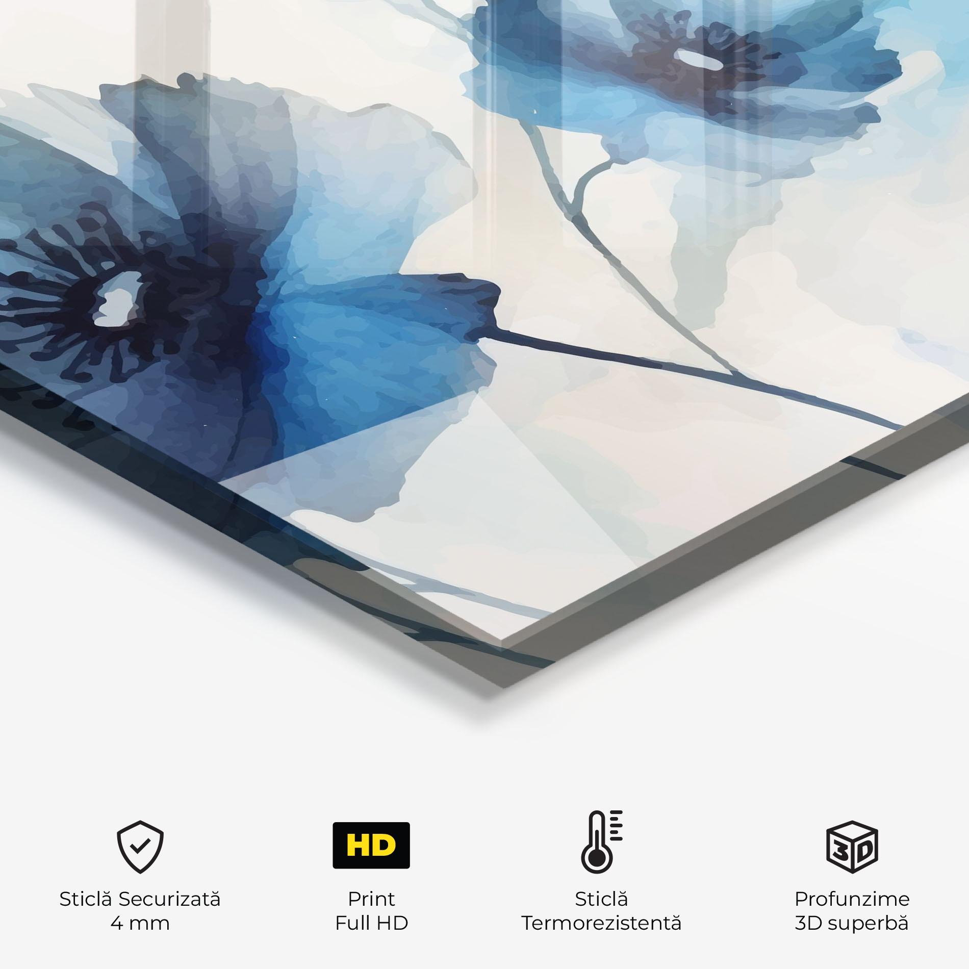 Panou Sticla Bucatarie Blue Poppies mockup 2