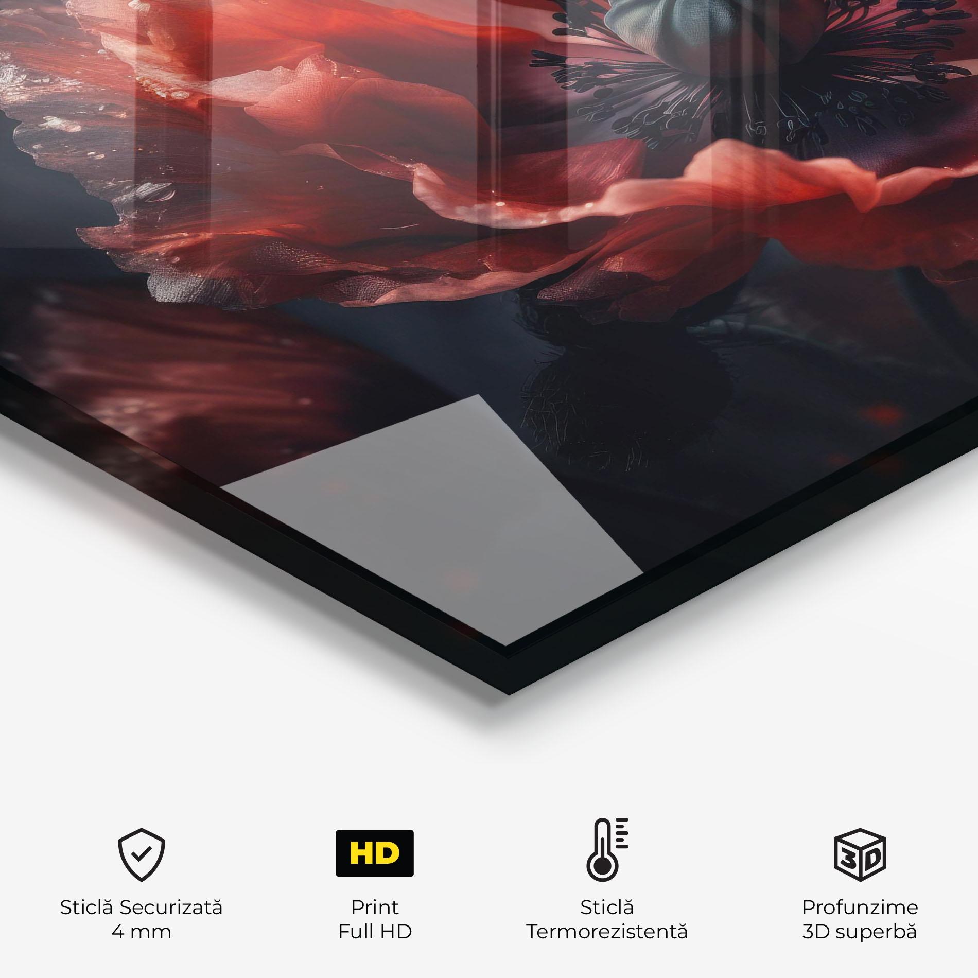 Panou Sticla Bucatarie Dark Shade Poppy mockup 2