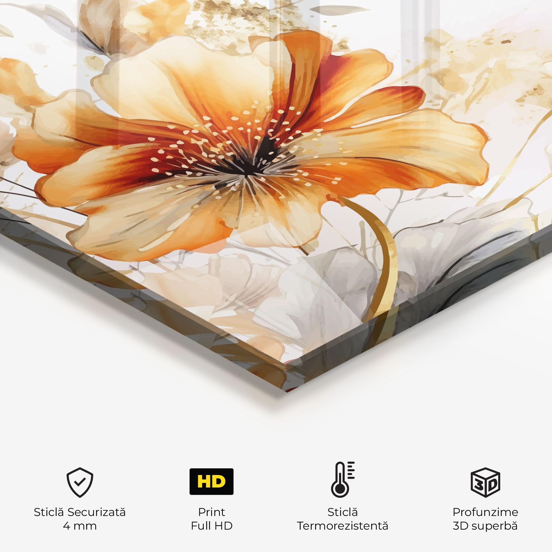 Panou Sticla Bucatarie Gold Orange Poppy mockup 2