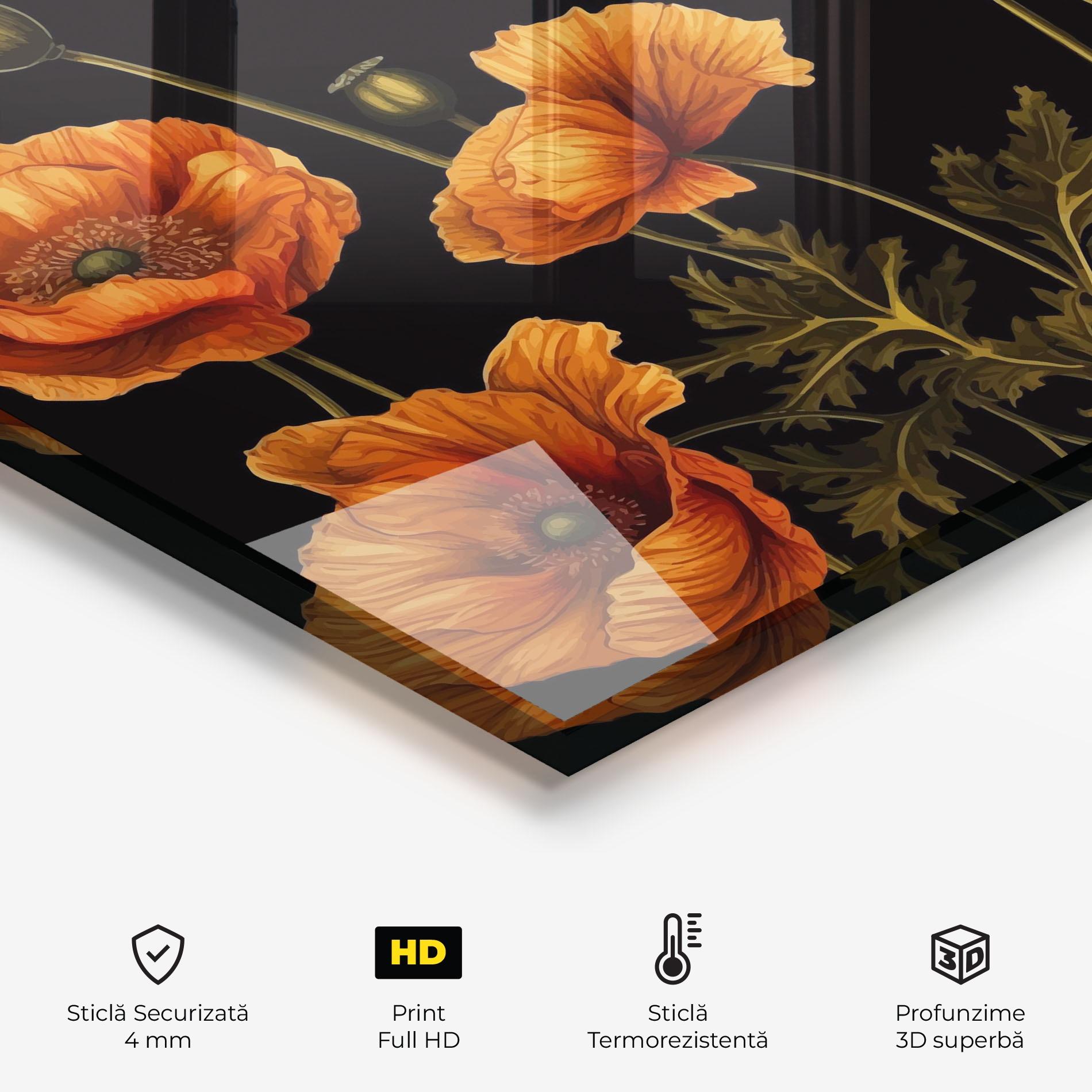 Panou Sticla Bucatarie Orange Poppies mockup 2