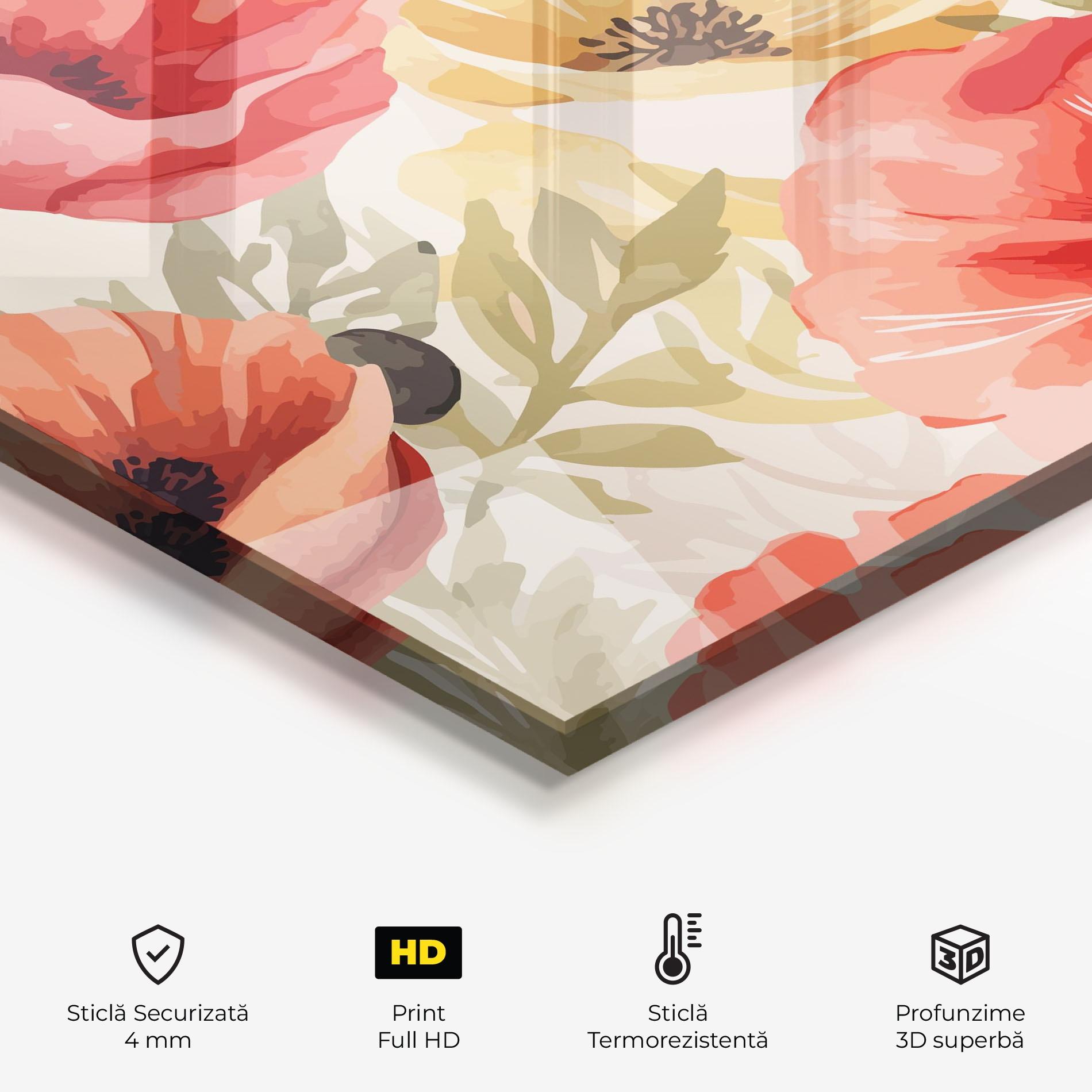 Panou Sticla Bucatarie Orange Red Poppy mockup 2