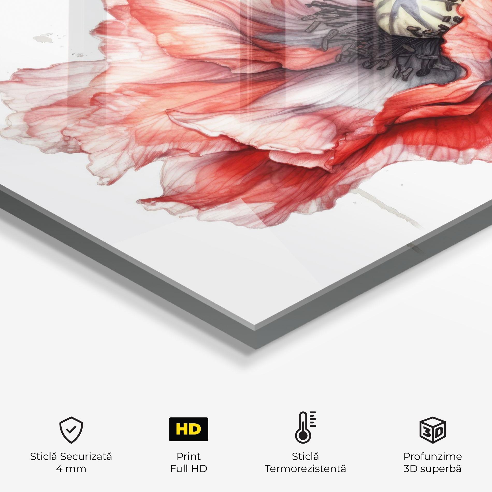 Panou Sticla Bucatarie Painted Red Poppy mockup 2