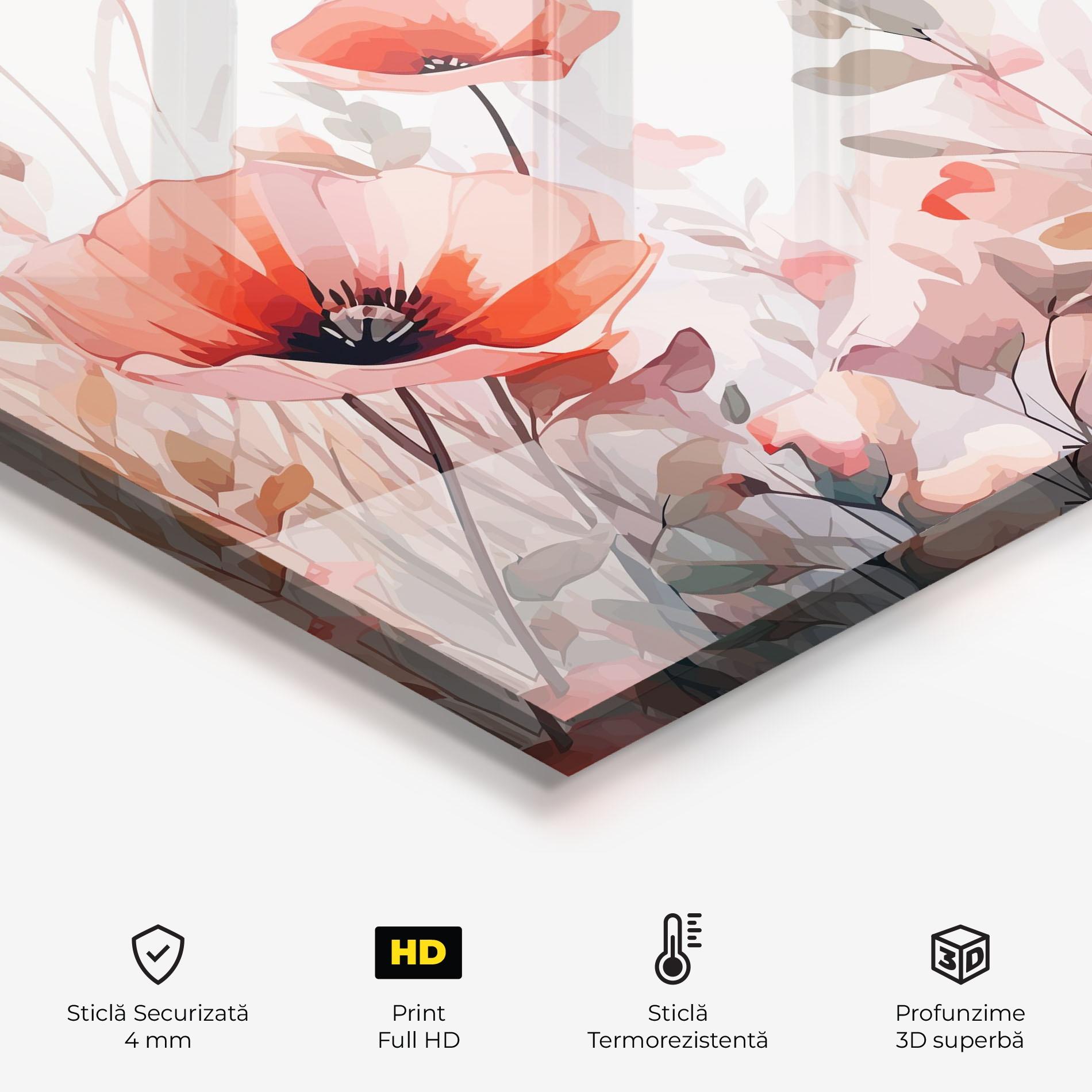Panou Sticla Bucatarie Pastel Red Poppy mockup 2