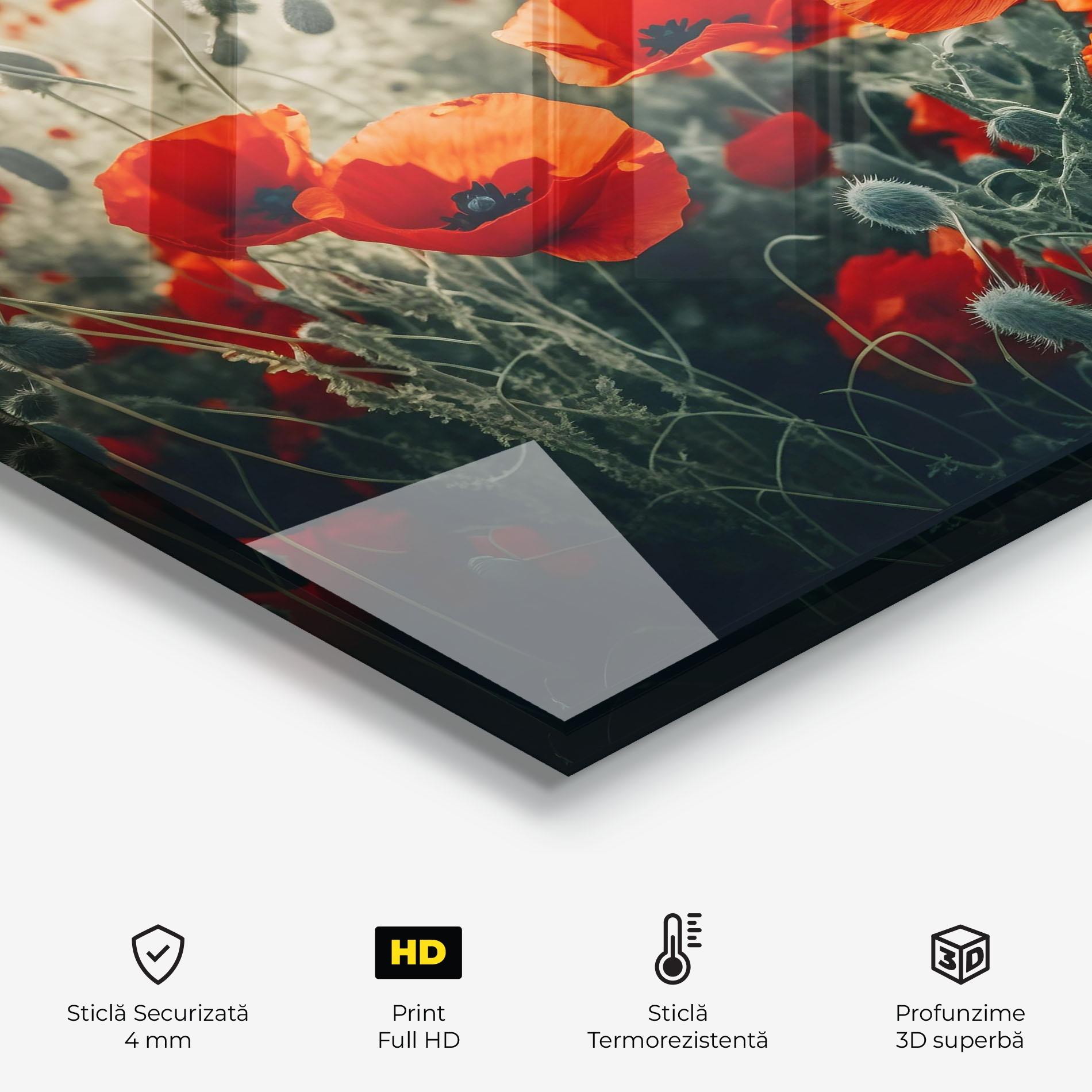 Panou Sticla Bucatarie Poppy Grass Field mockup 2