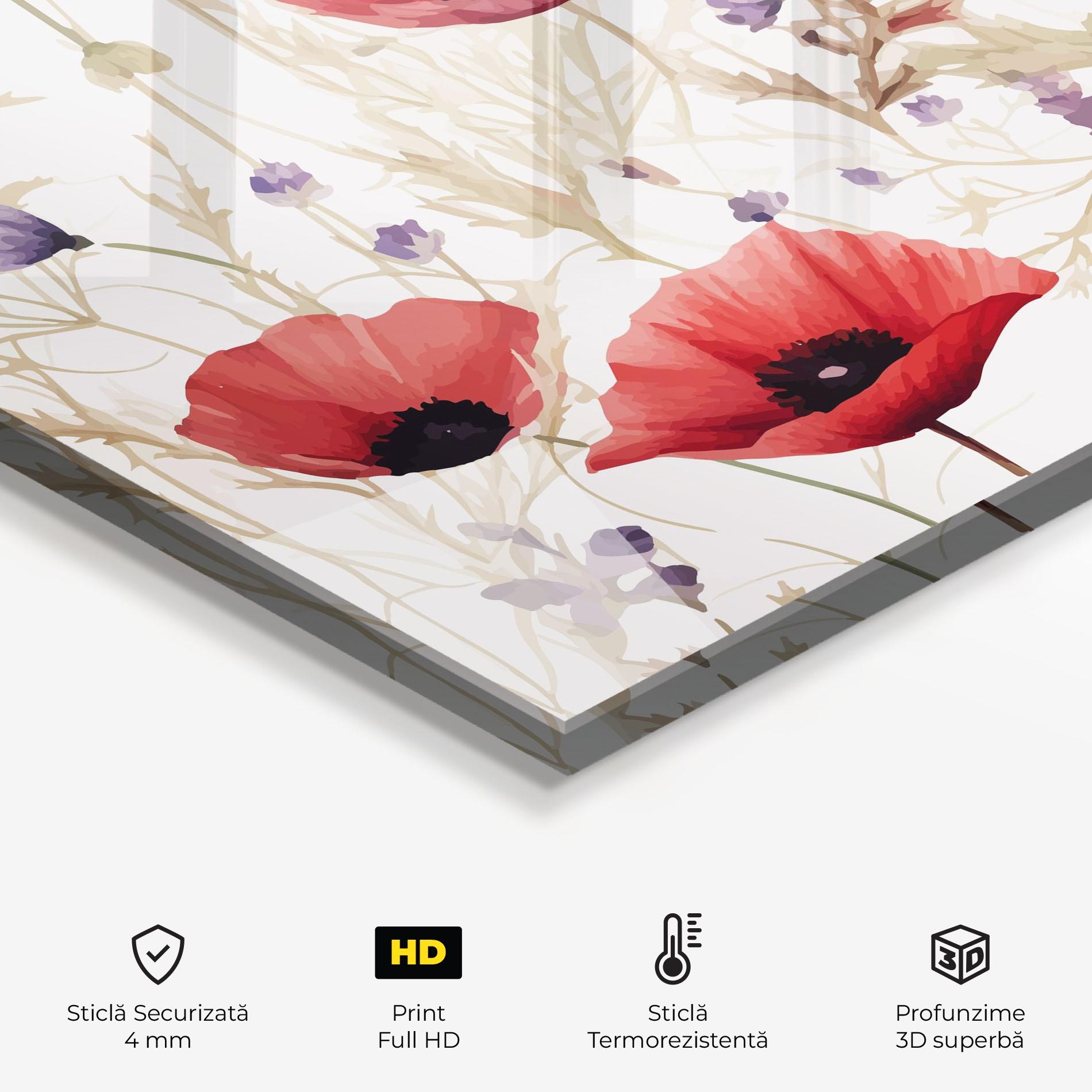 Panou Sticla Bucatarie Poppy Red Purple mockup 2