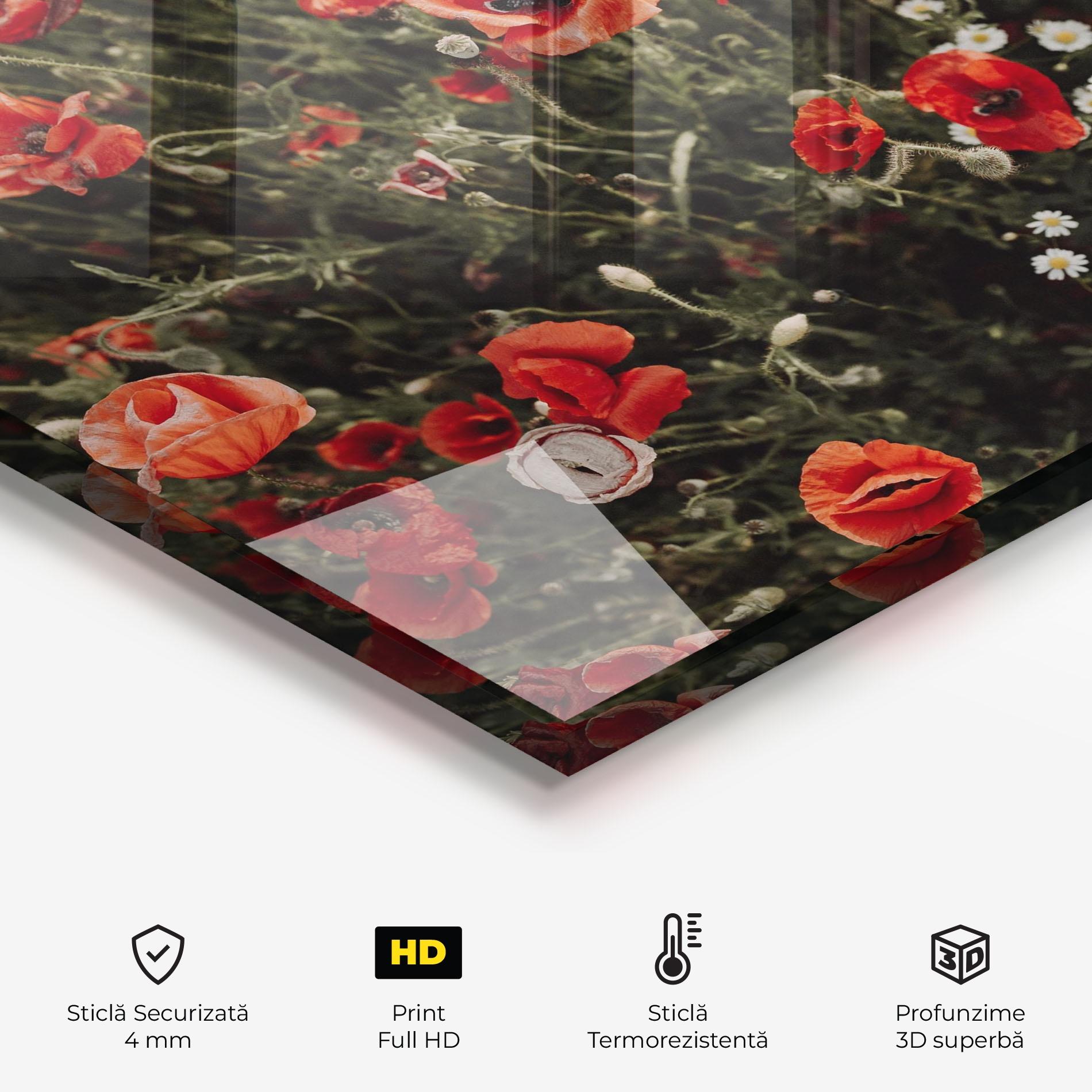 Panou Sticla Bucatarie Pretty Poppies Field mockup 2
