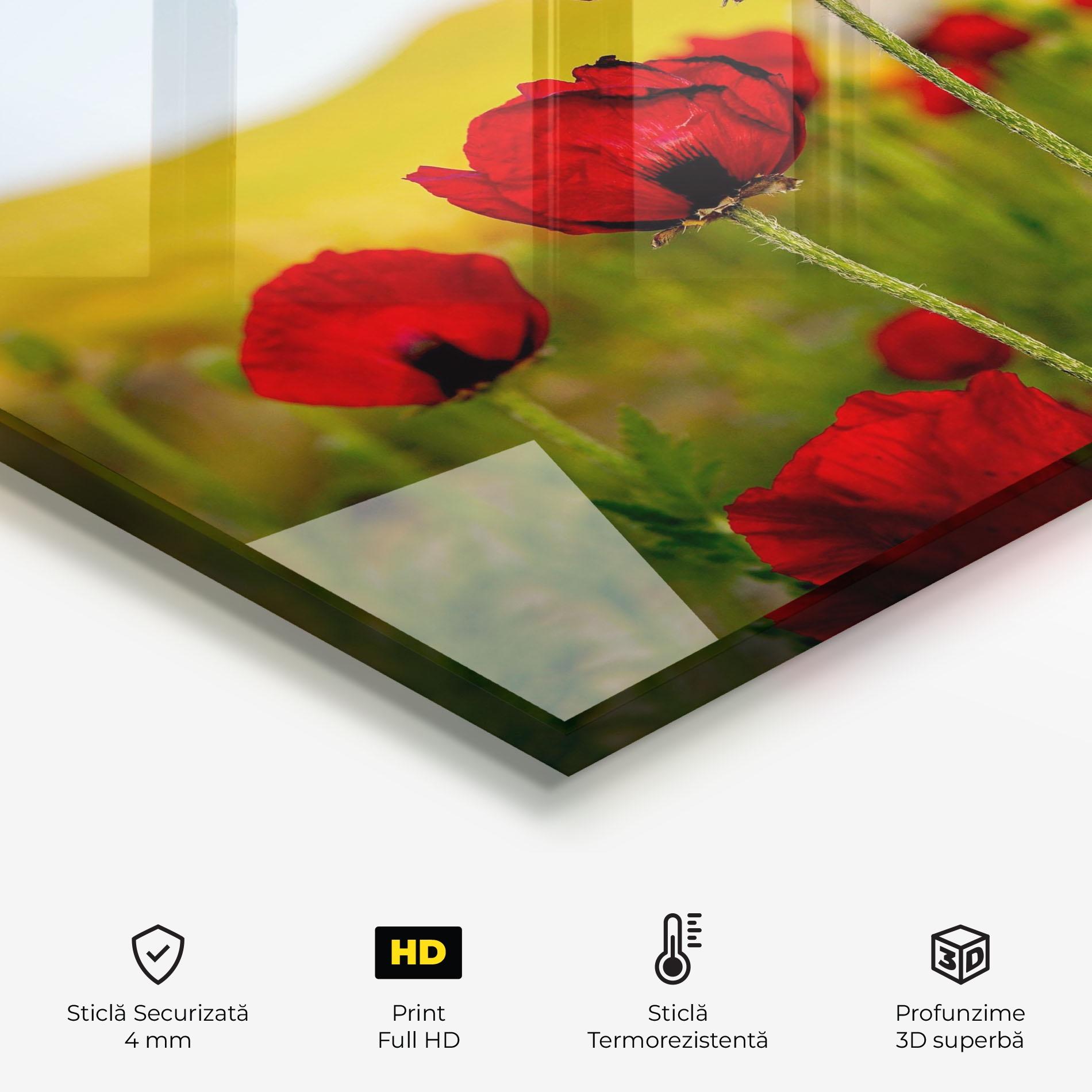 Panou Sticla Bucatarie Wild Beautiful Poppies mockup 2