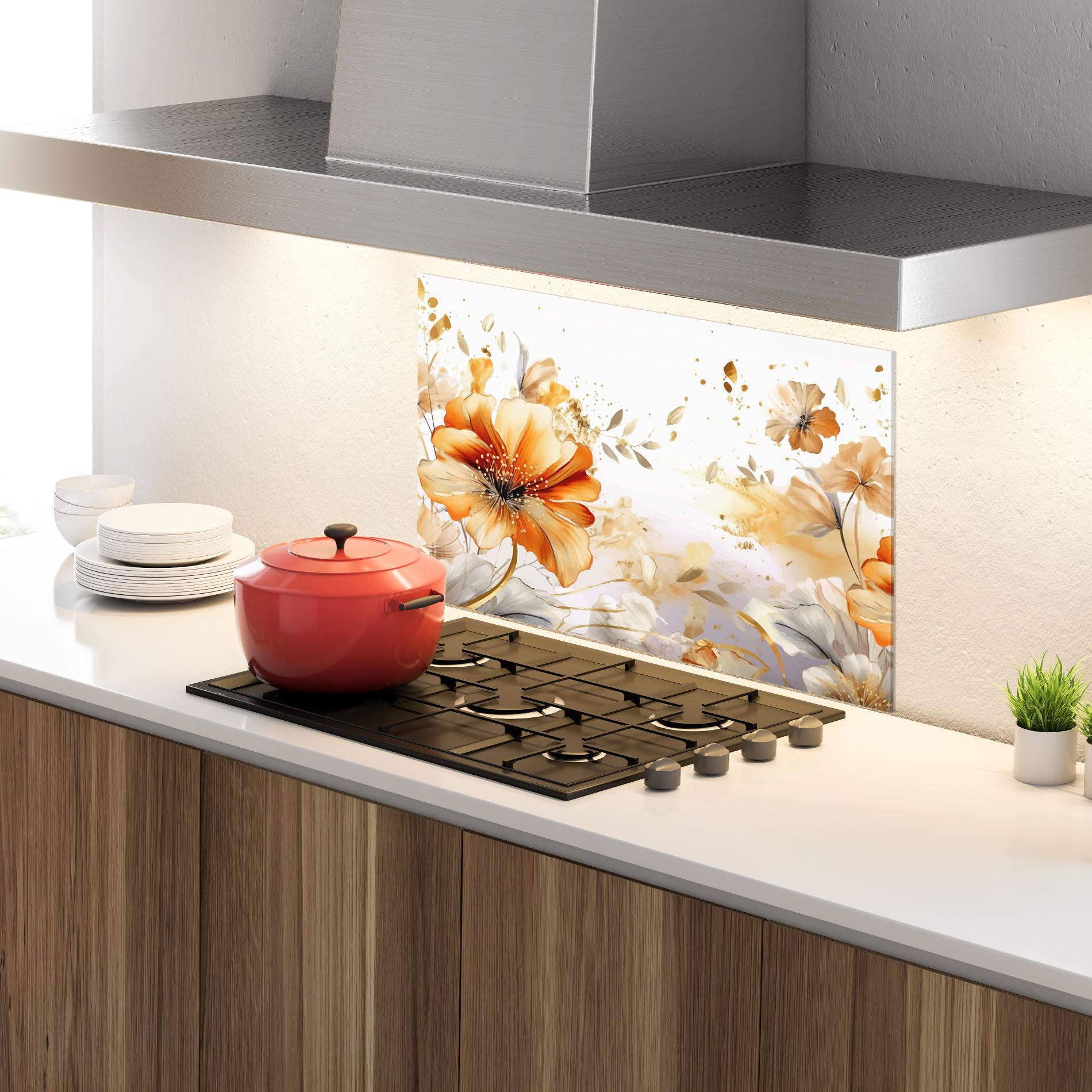 Panou Sticla Bucatarie Gold Orange Poppy mockup 4