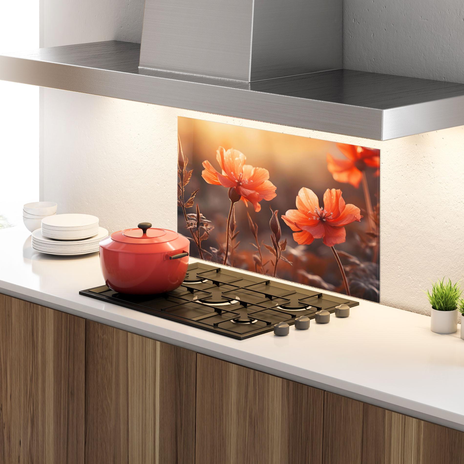 Panou Sticla Bucatarie Orange Small Poppy mockup 4