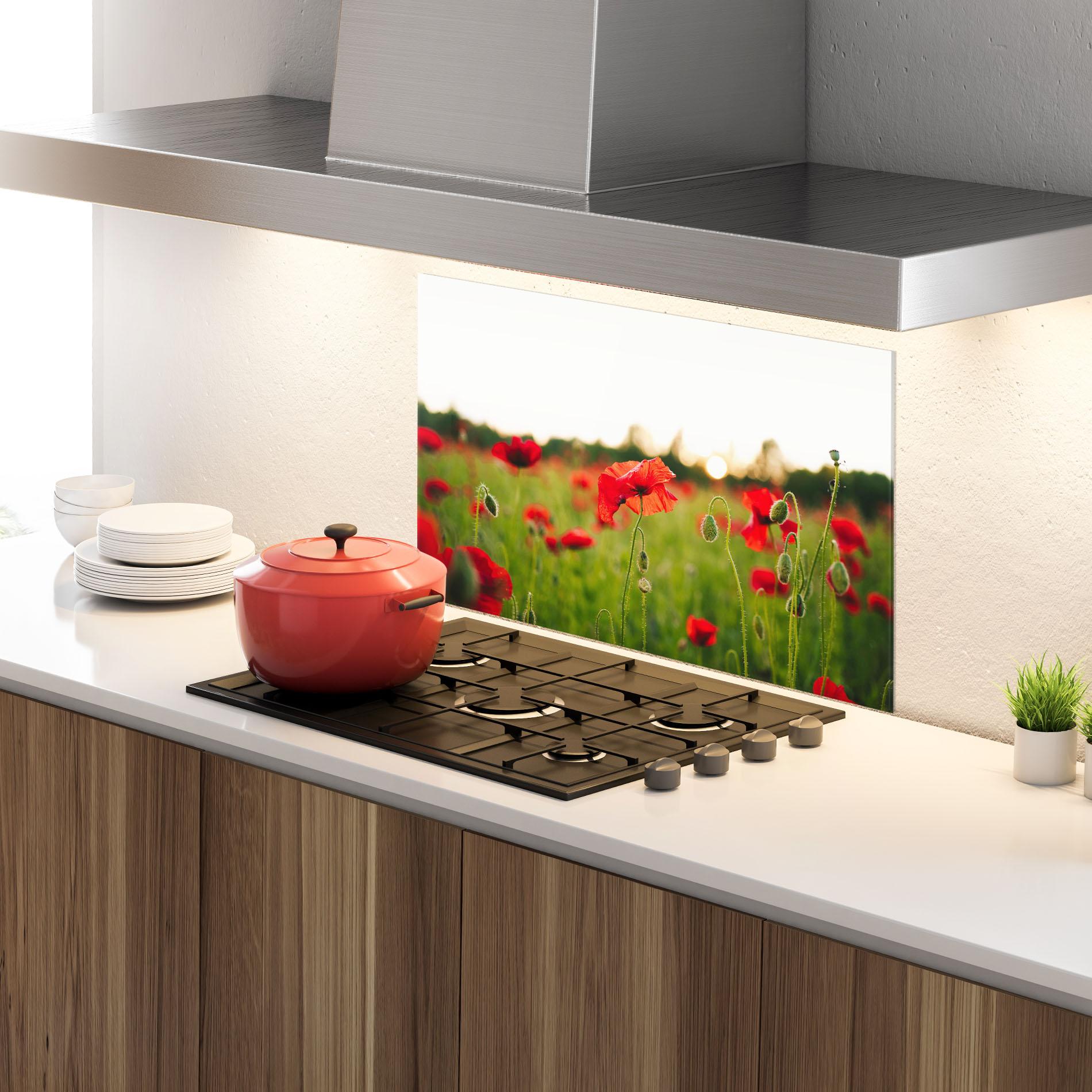 Panou Sticla Bucatarie Poppies Field mockup 4