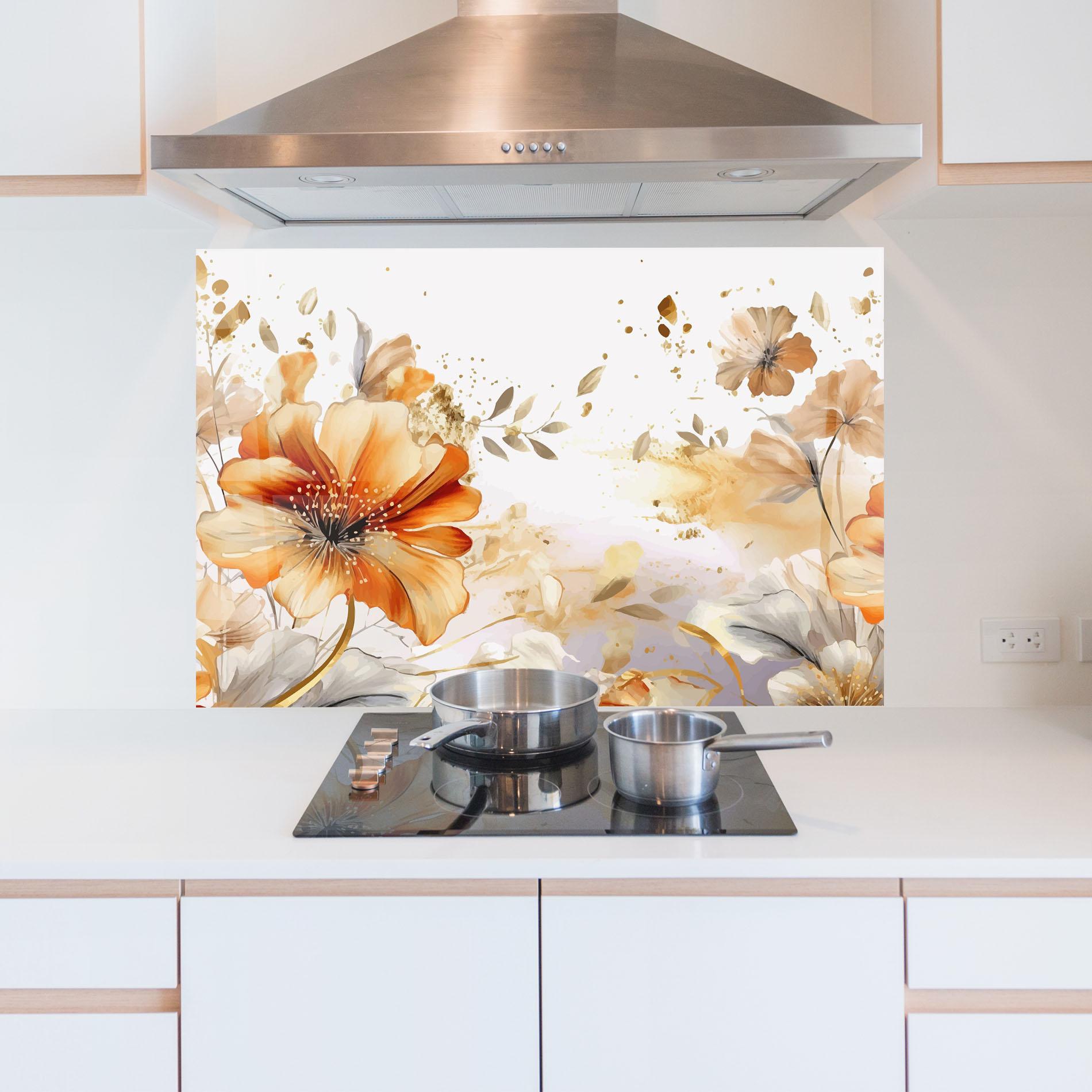 Panou Sticla Bucatarie Gold Orange Poppy mockup 5