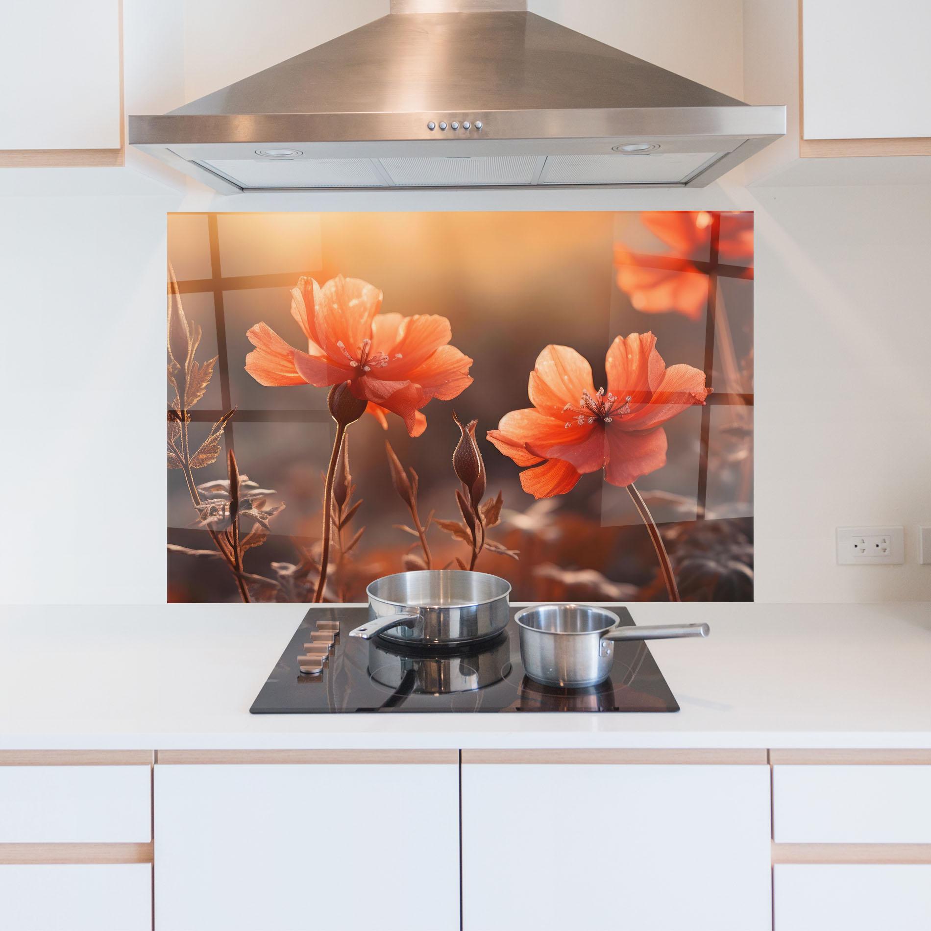 Panou Sticla Bucatarie Orange Small Poppy mockup 5
