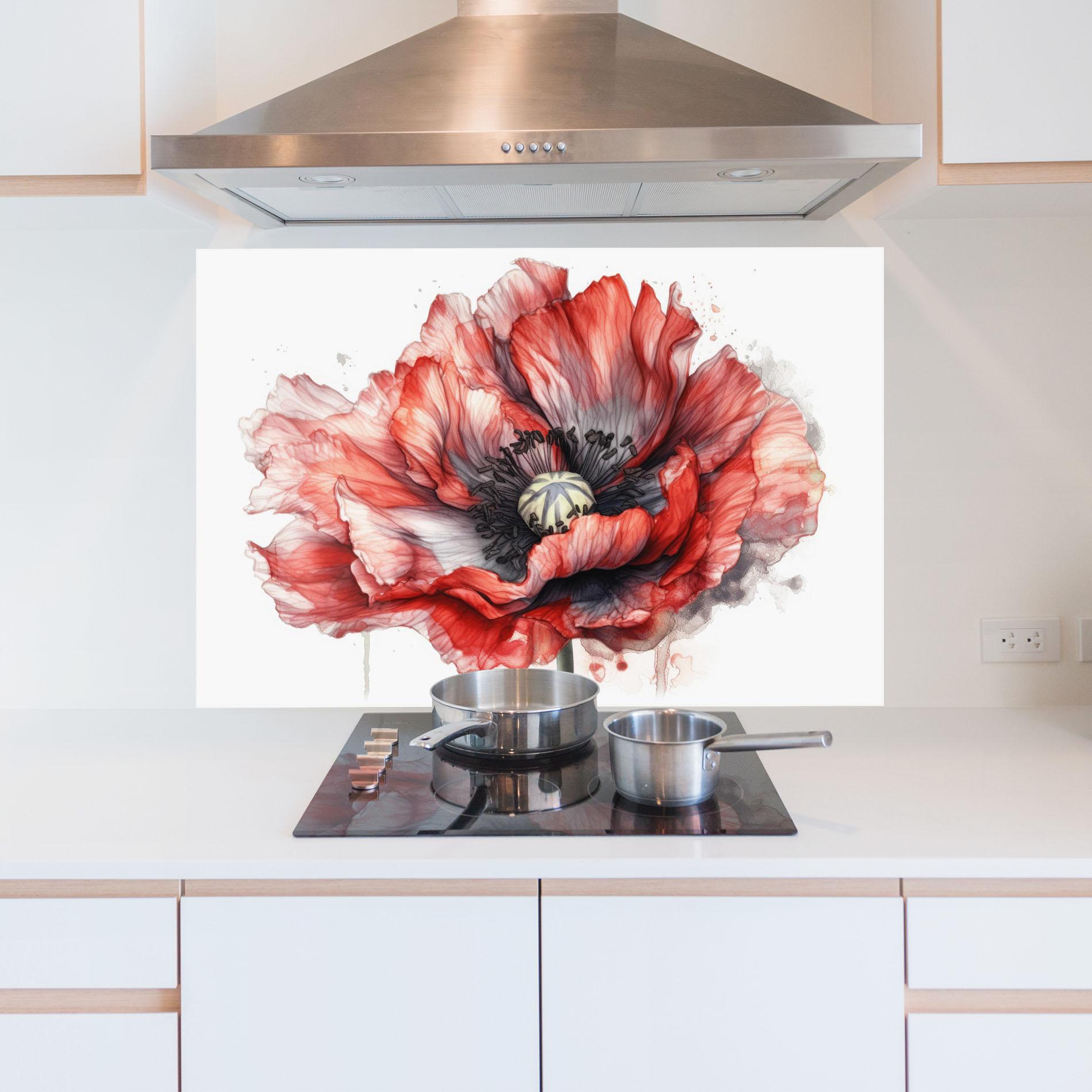 Panou Sticla Bucatarie Painted Red Poppy mockup 5