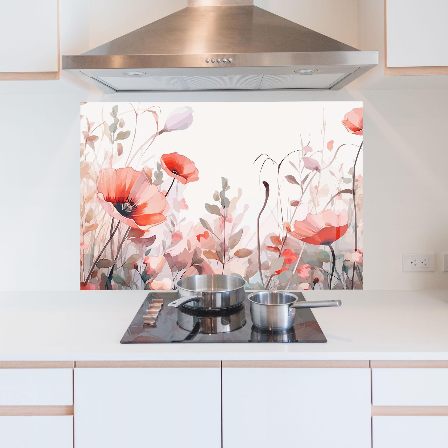 Panou Sticla Bucatarie Pastel Red Poppy mockup 5