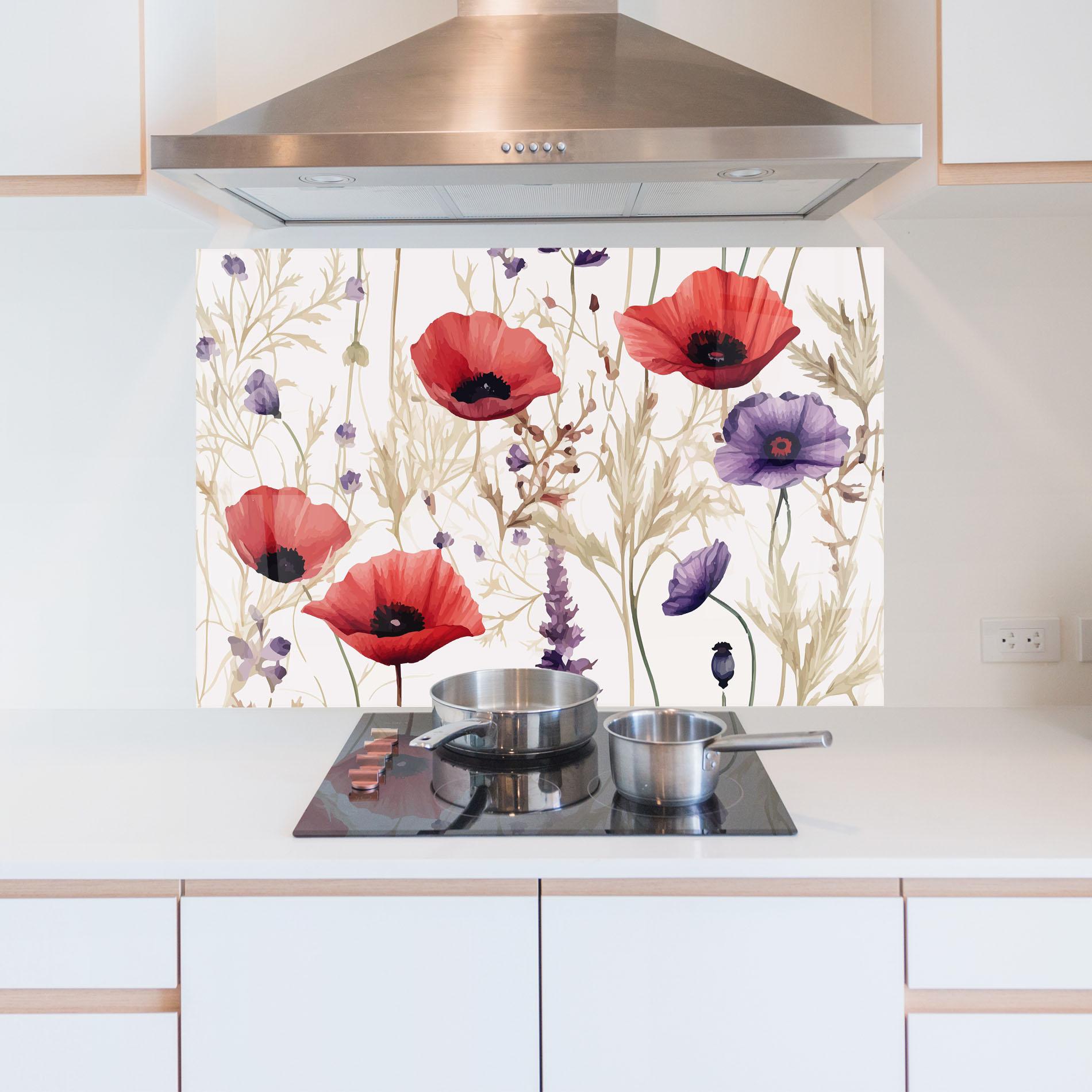 Panou Sticla Bucatarie Poppy Red Purple mockup 5
