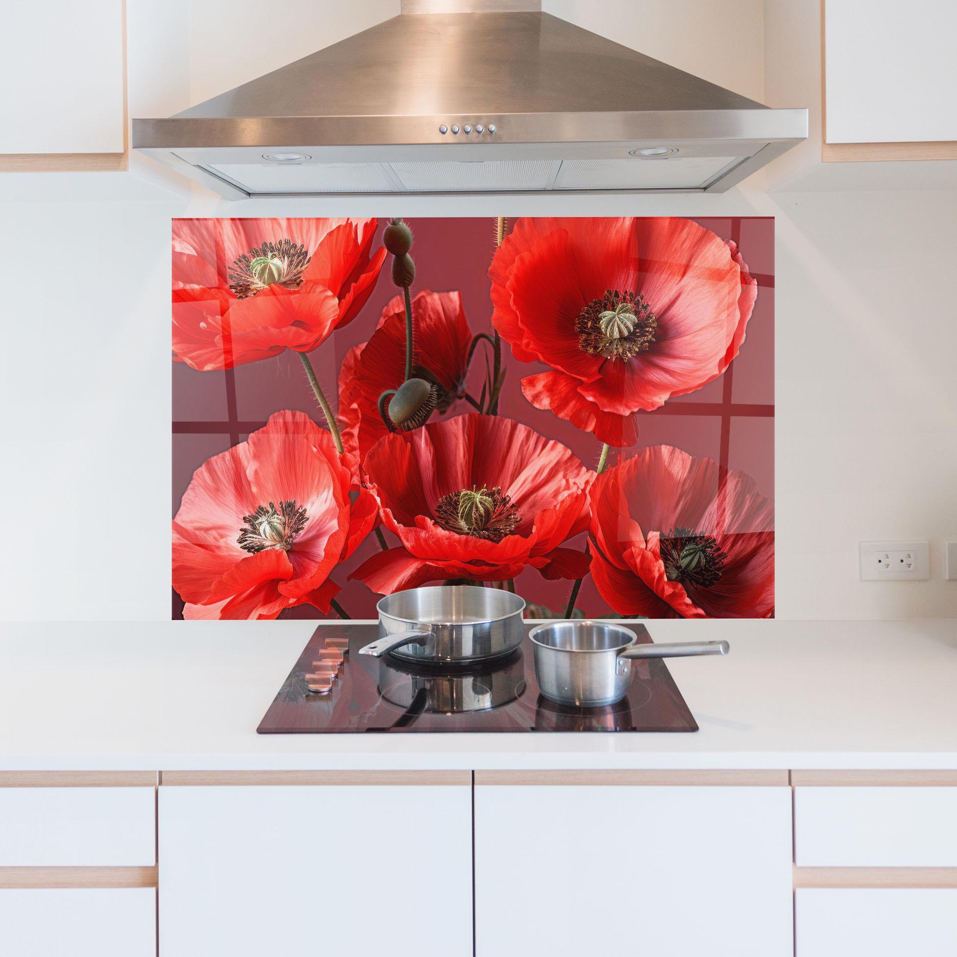 Panou Sticla Bucatarie Red Poppies mockup 5