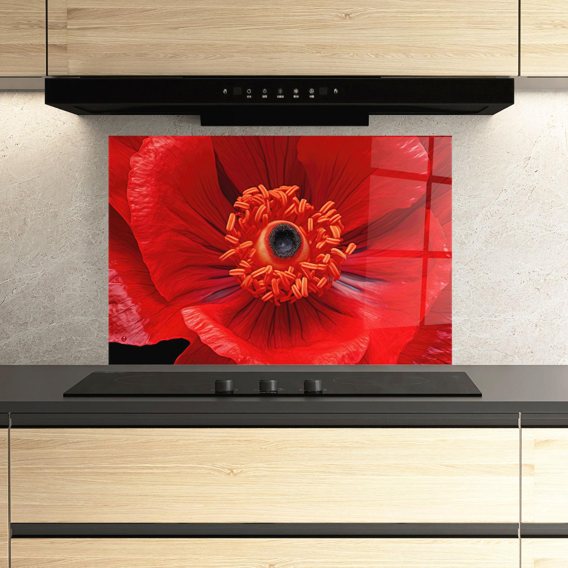 Panou Sticla Bucatarie Big Poppy Close Up mockup 3