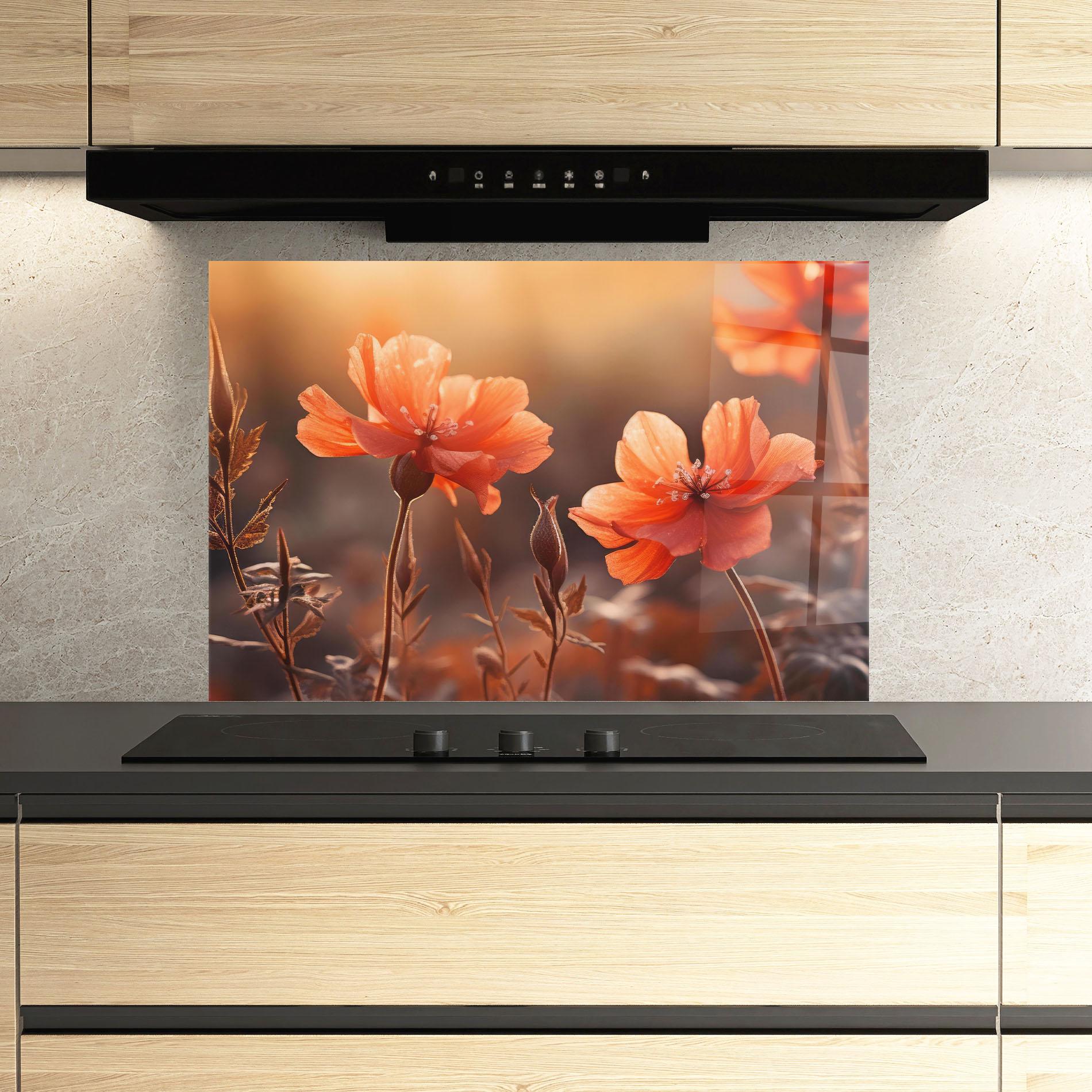 Panou Sticla Bucatarie Orange Small Poppy mockup 3