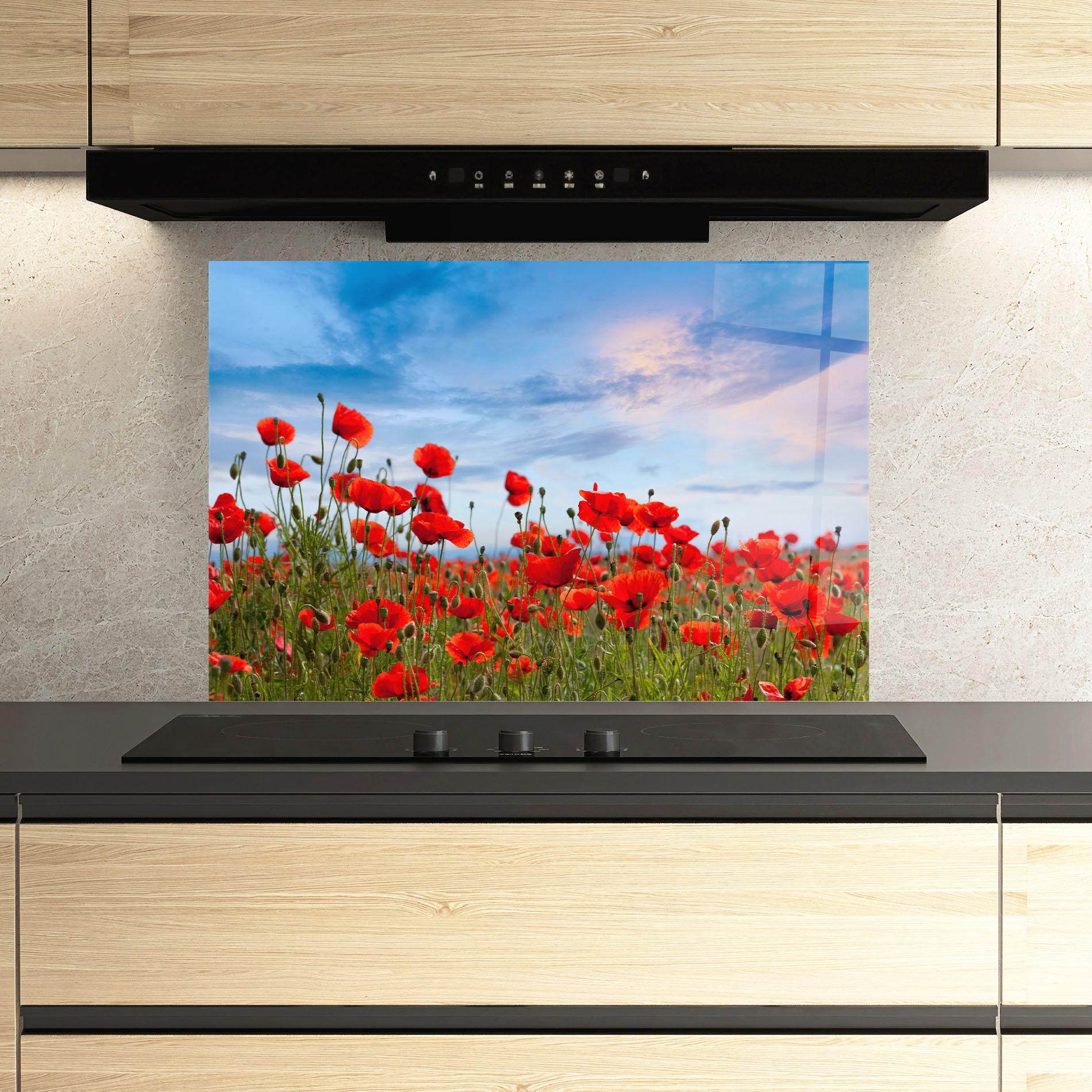 Panou Sticla Bucatarie Poppy Field mockup 3