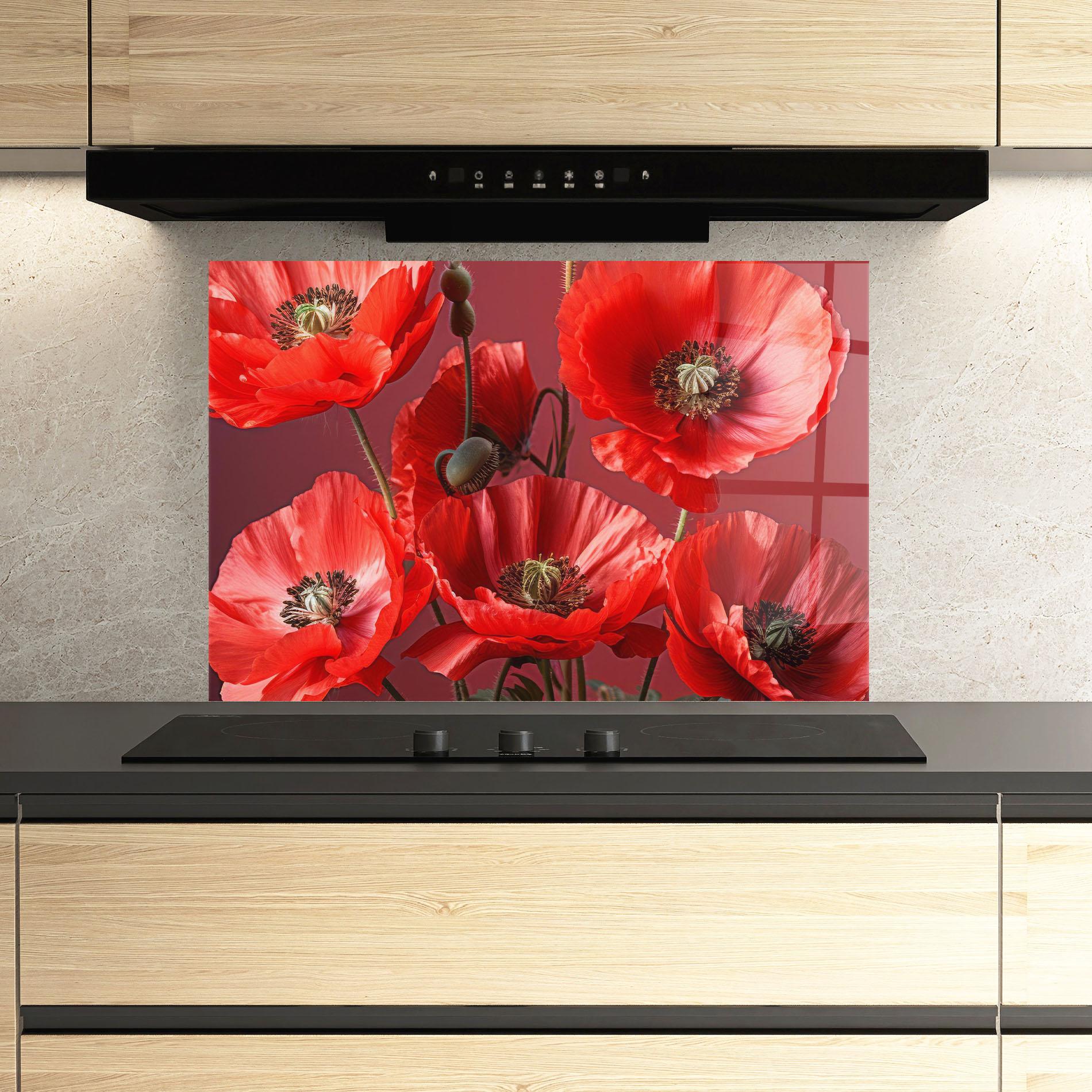 Panou Sticla Bucatarie Red Poppies mockup 3