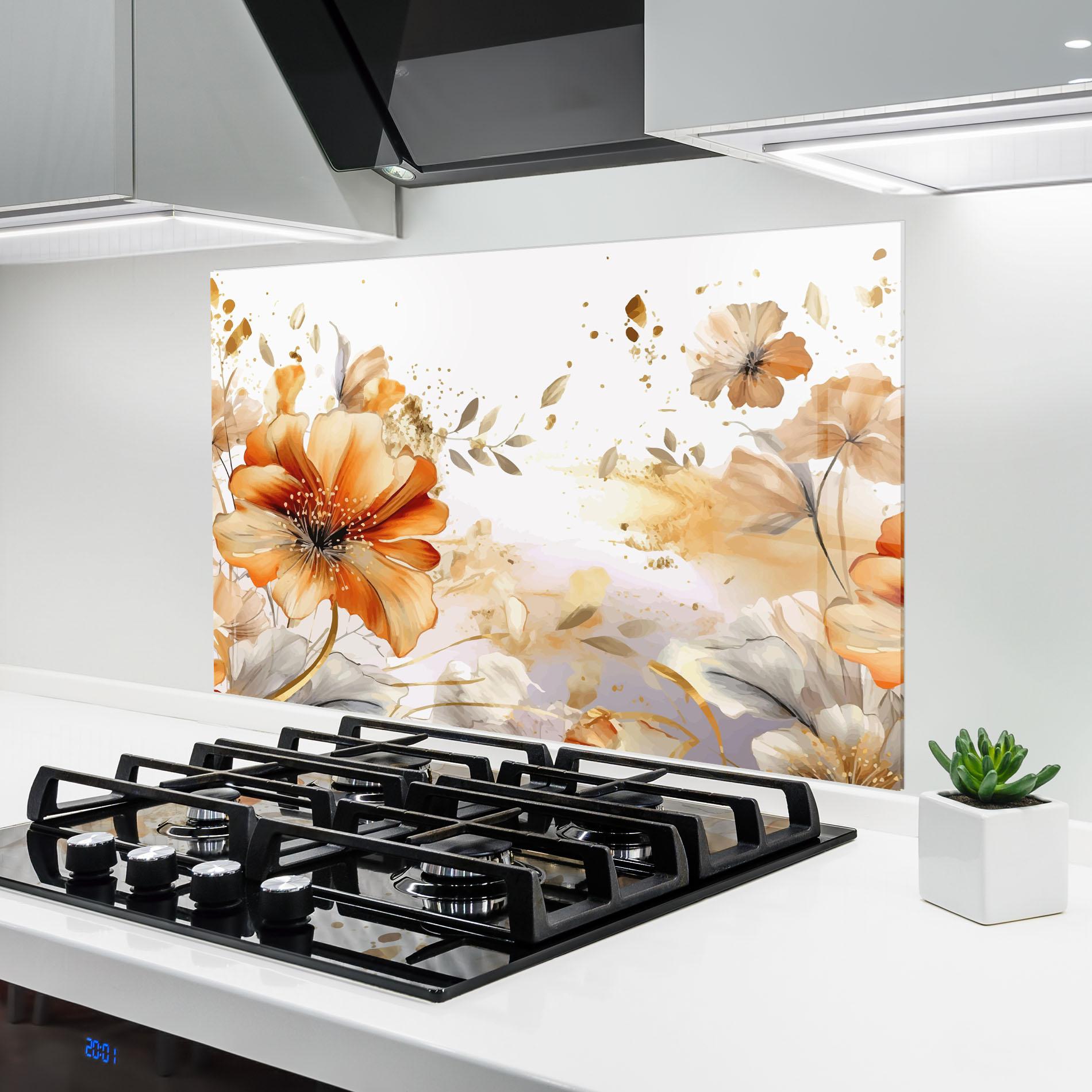 Panou Sticla Bucatarie Gold Orange Poppy mockup 6