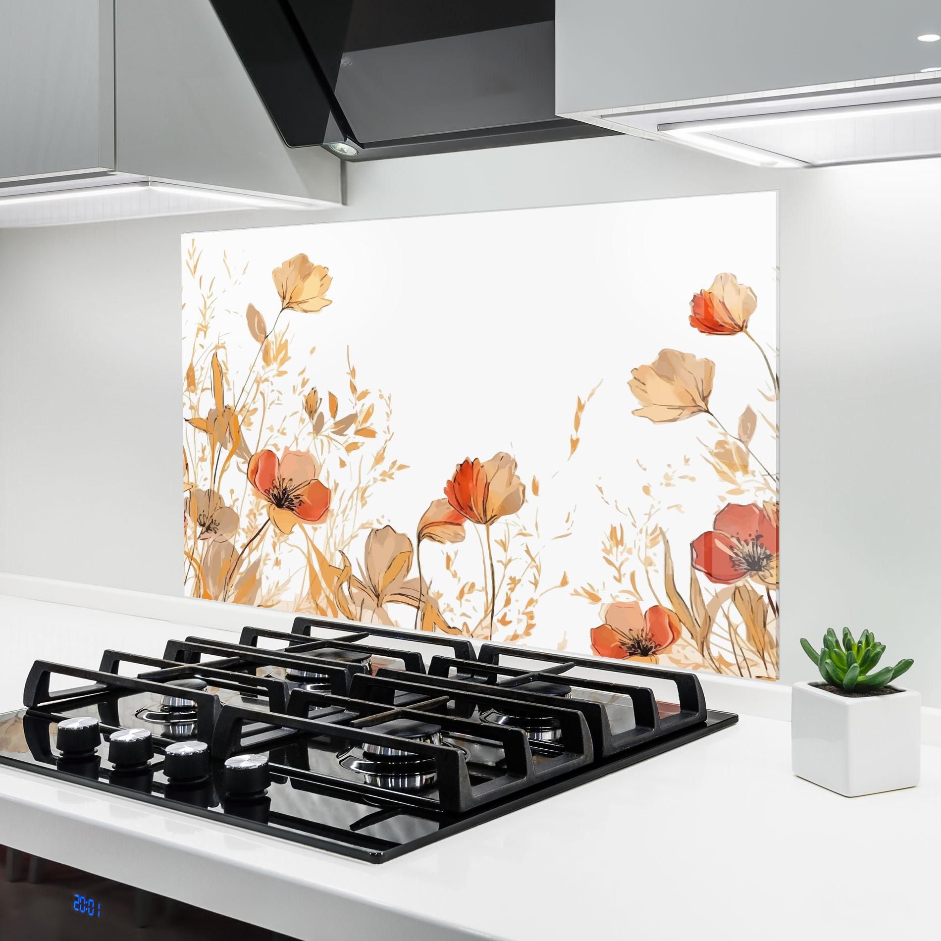 Panou Sticla Bucatarie Gold Red Poppy mockup 6