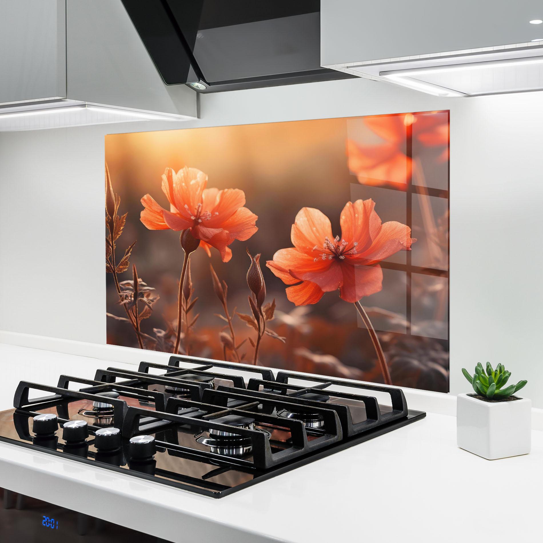 Panou Sticla Bucatarie Orange Small Poppy mockup 6