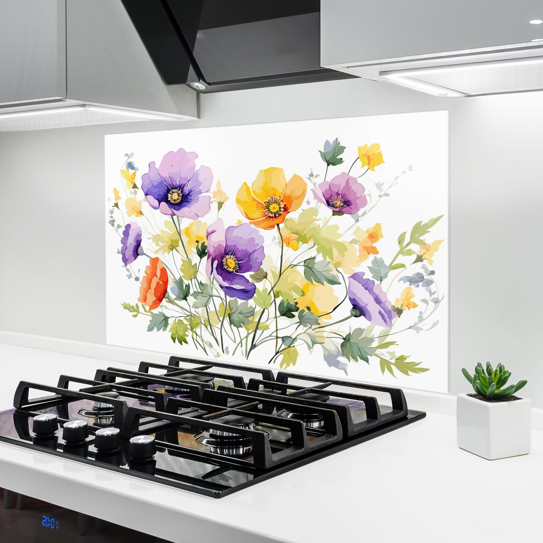 Panou Sticla Bucatarie Purple Orange Poppy mockup 6