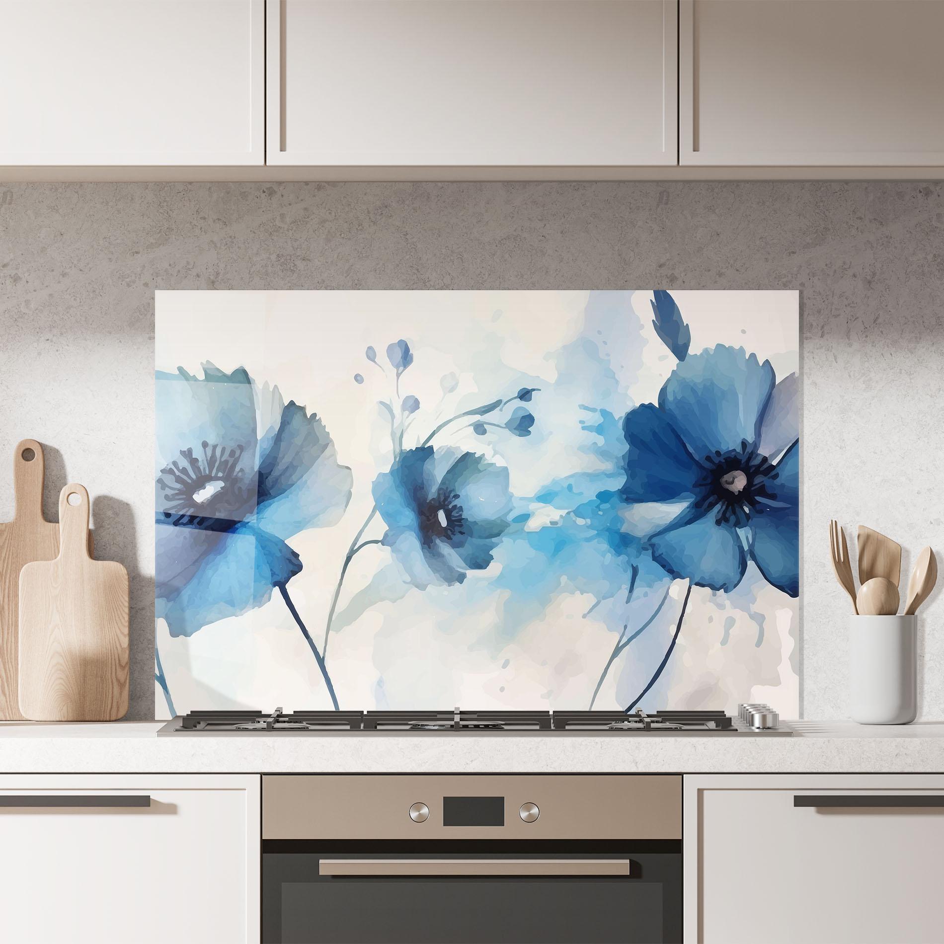 Panou Sticla Bucatarie Blue Poppies mockup 7