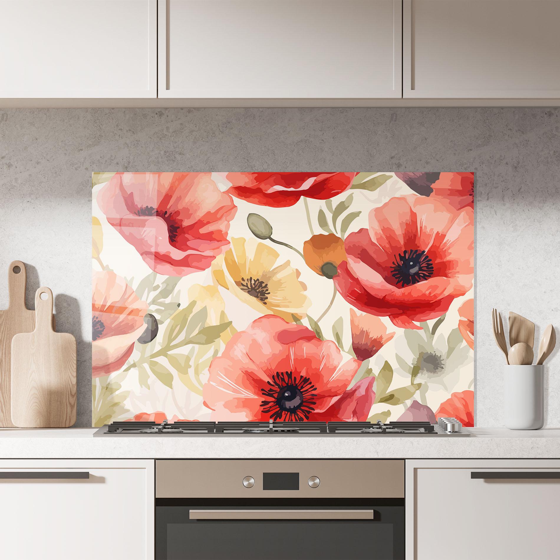 Panou Sticla Bucatarie Orange Red Poppy mockup 7