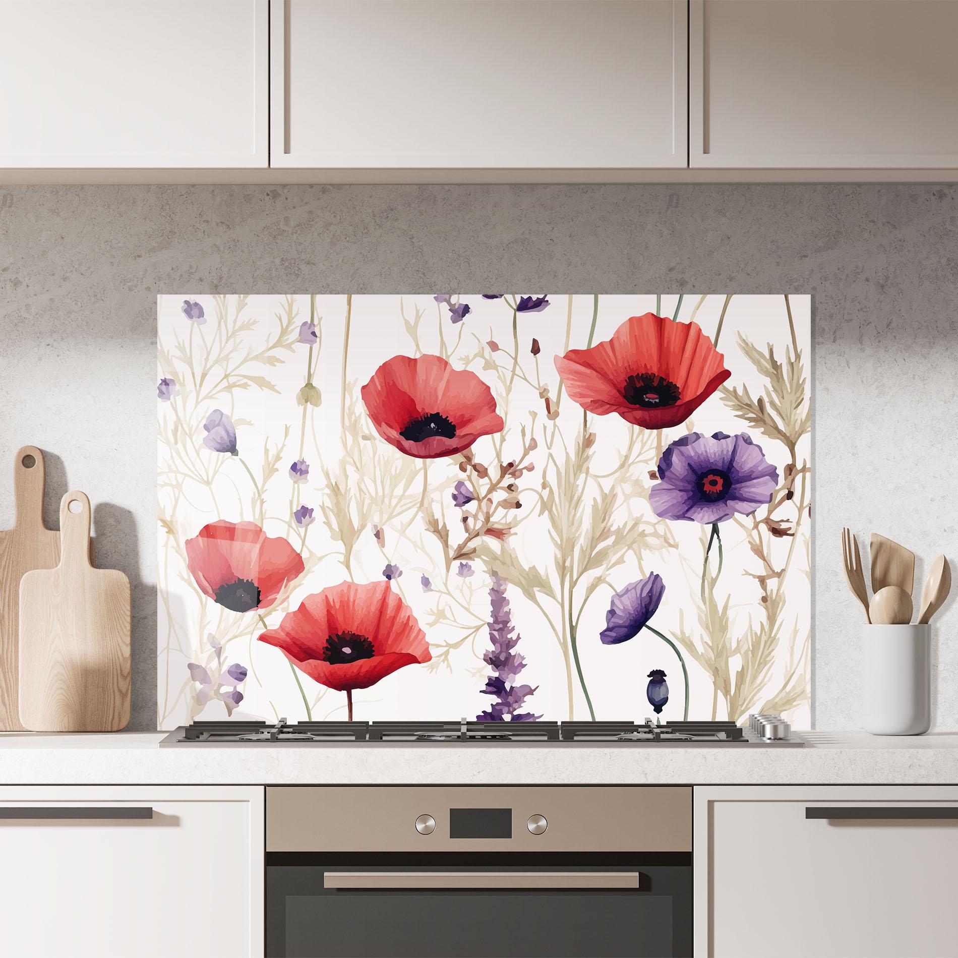 Panou Sticla Bucatarie Poppy Red Purple mockup 7