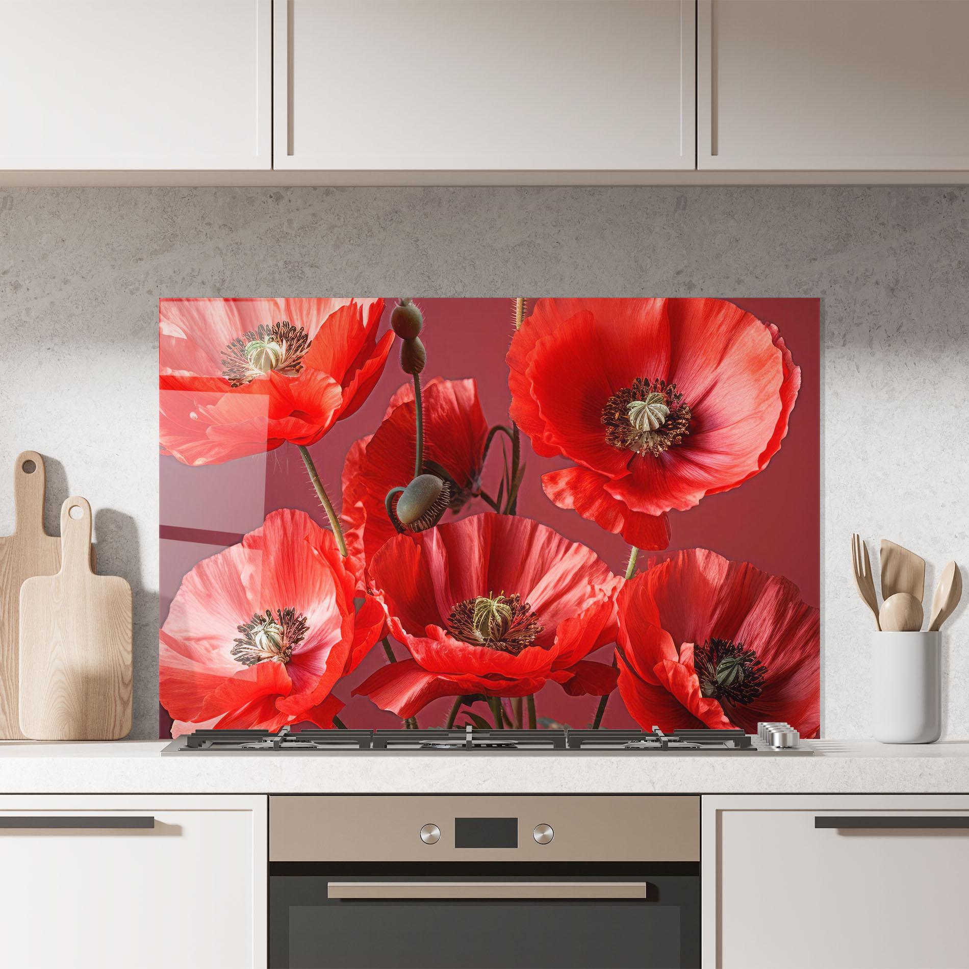 Panou Sticla Bucatarie Red Poppies mockup 7
