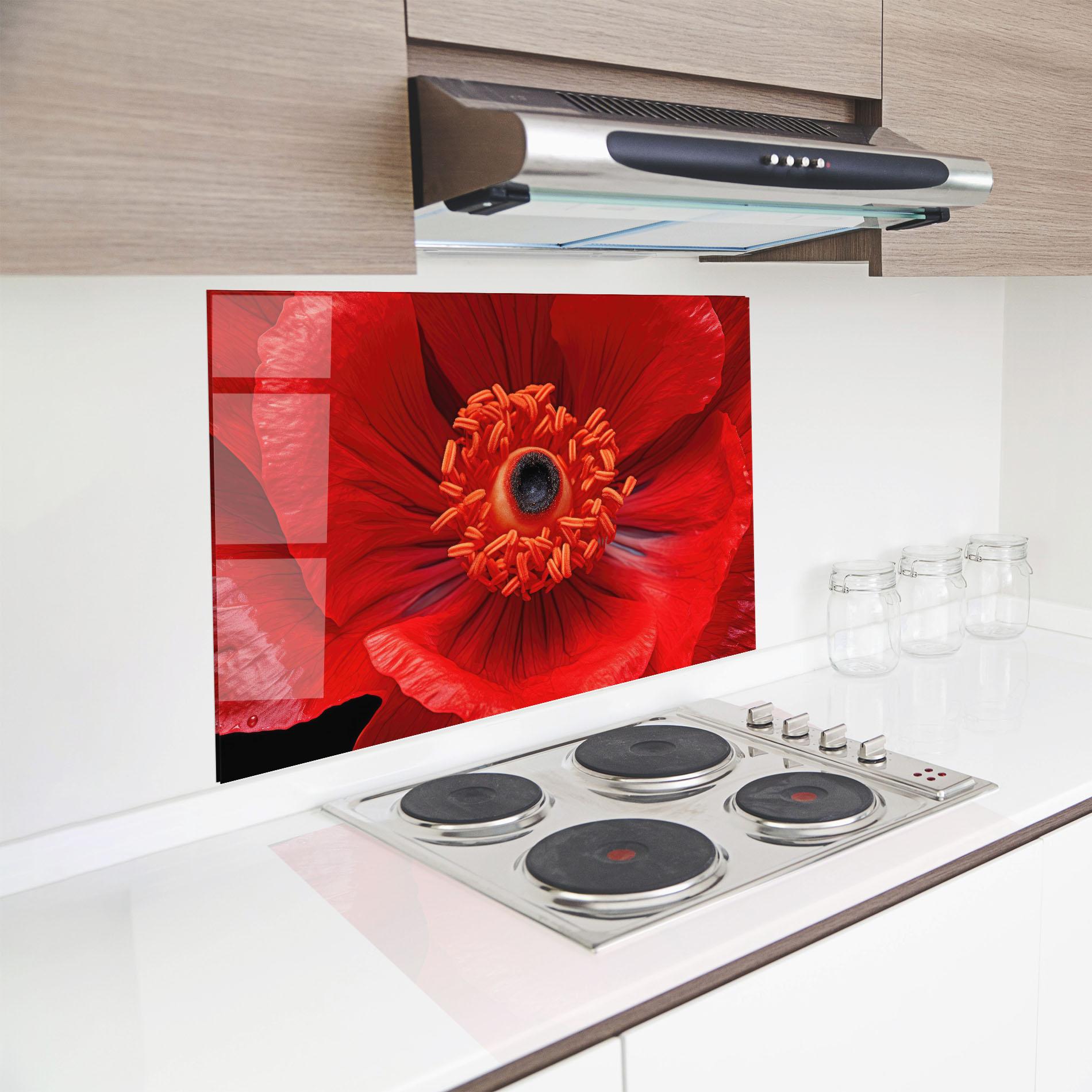 Panou Sticla Bucatarie Big Poppy Close Up mockup 8