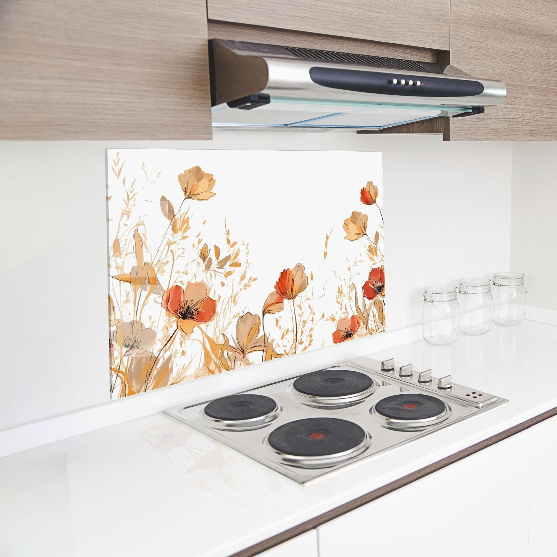 Panou Sticla Bucatarie Gold Red Poppy mockup 8