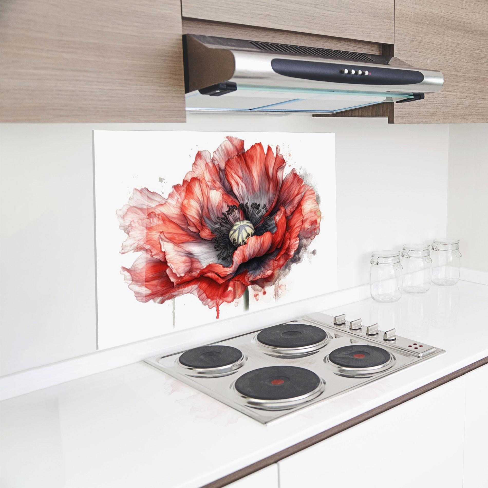 Panou Sticla Bucatarie Painted Red Poppy mockup 8