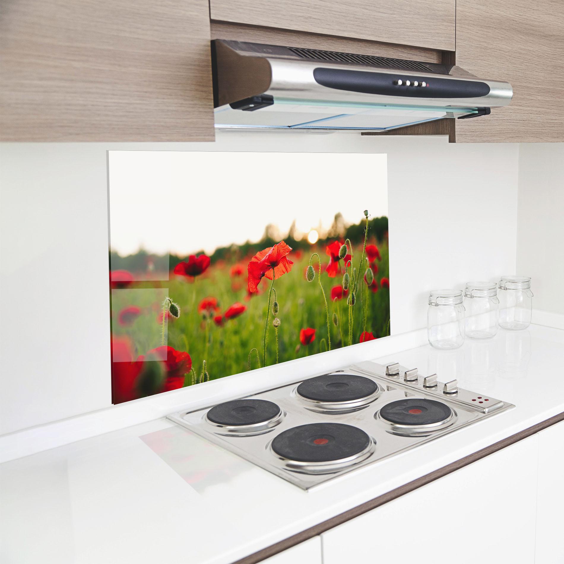 Panou Sticla Bucatarie Poppies Field mockup 8