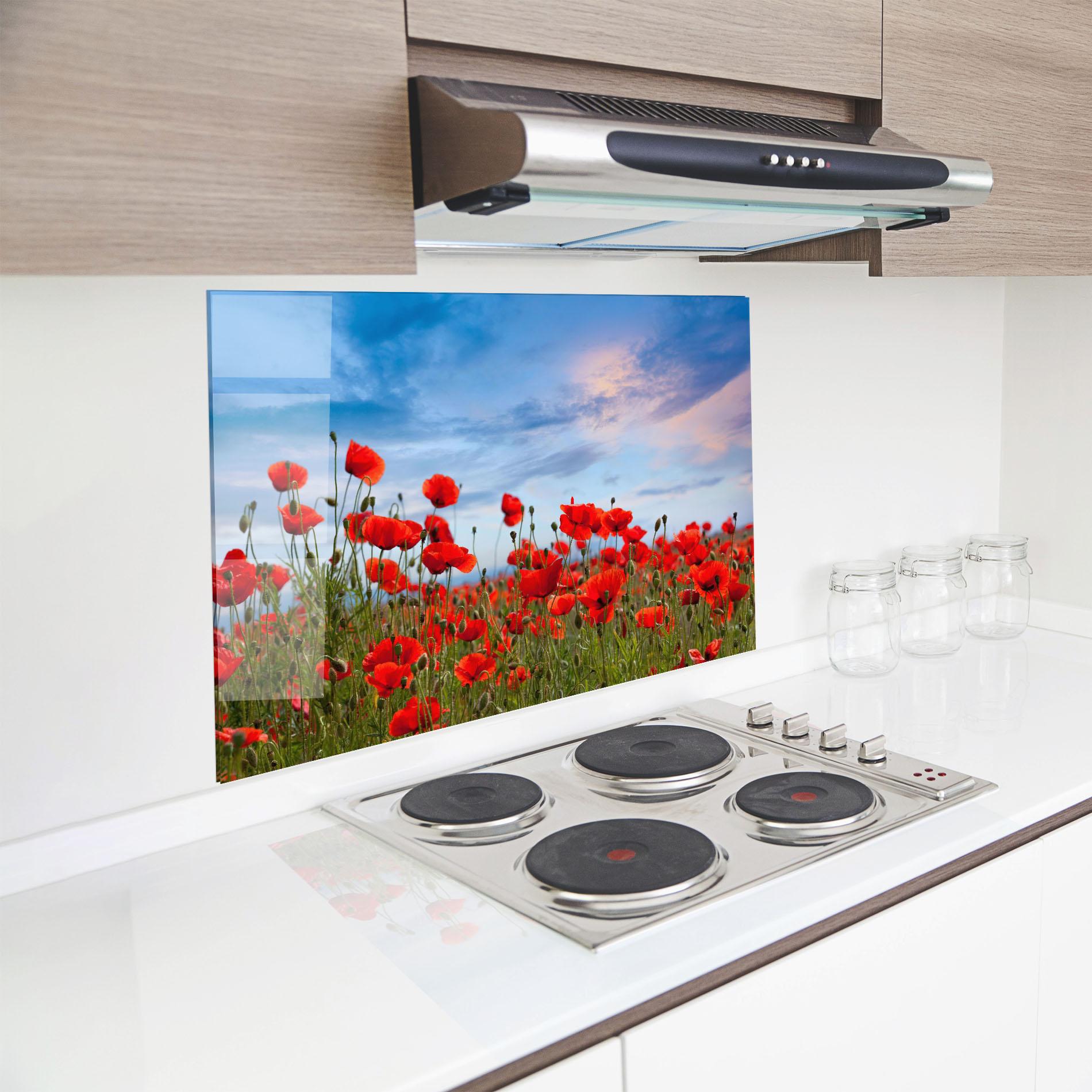Panou Sticla Bucatarie Poppy Field mockup 8
