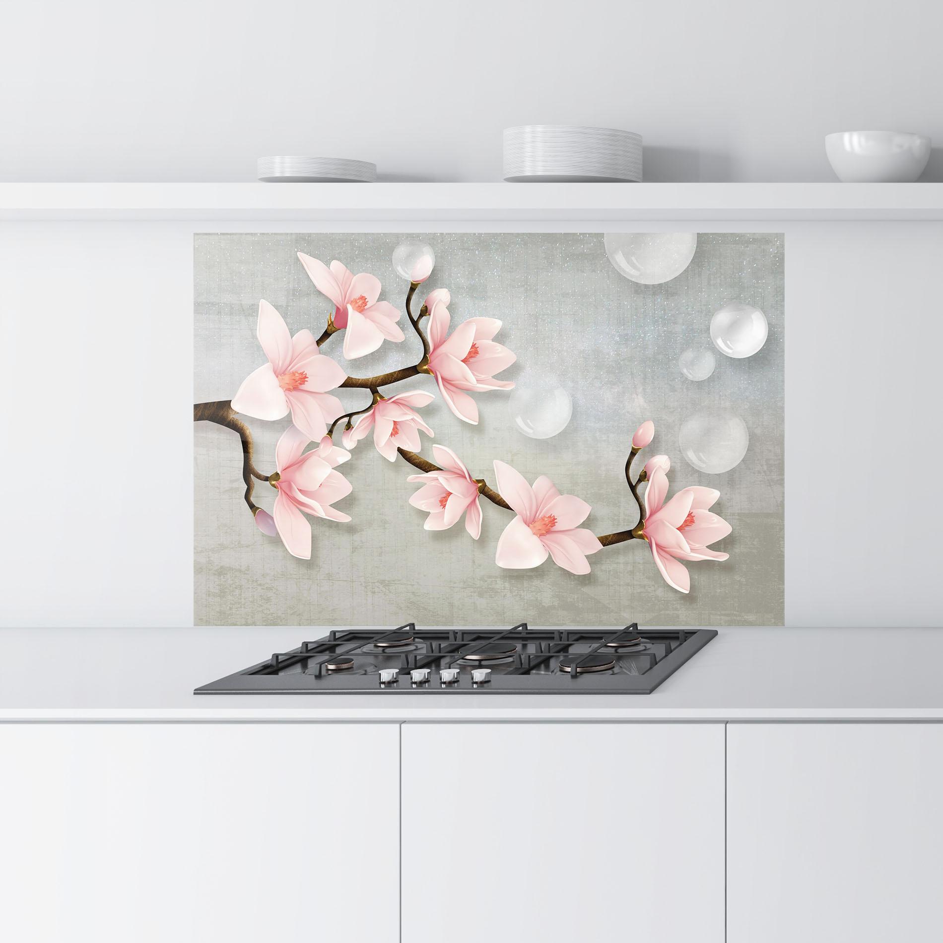 Panou Sticla Bucatarie Pink Magnolia mockup 9