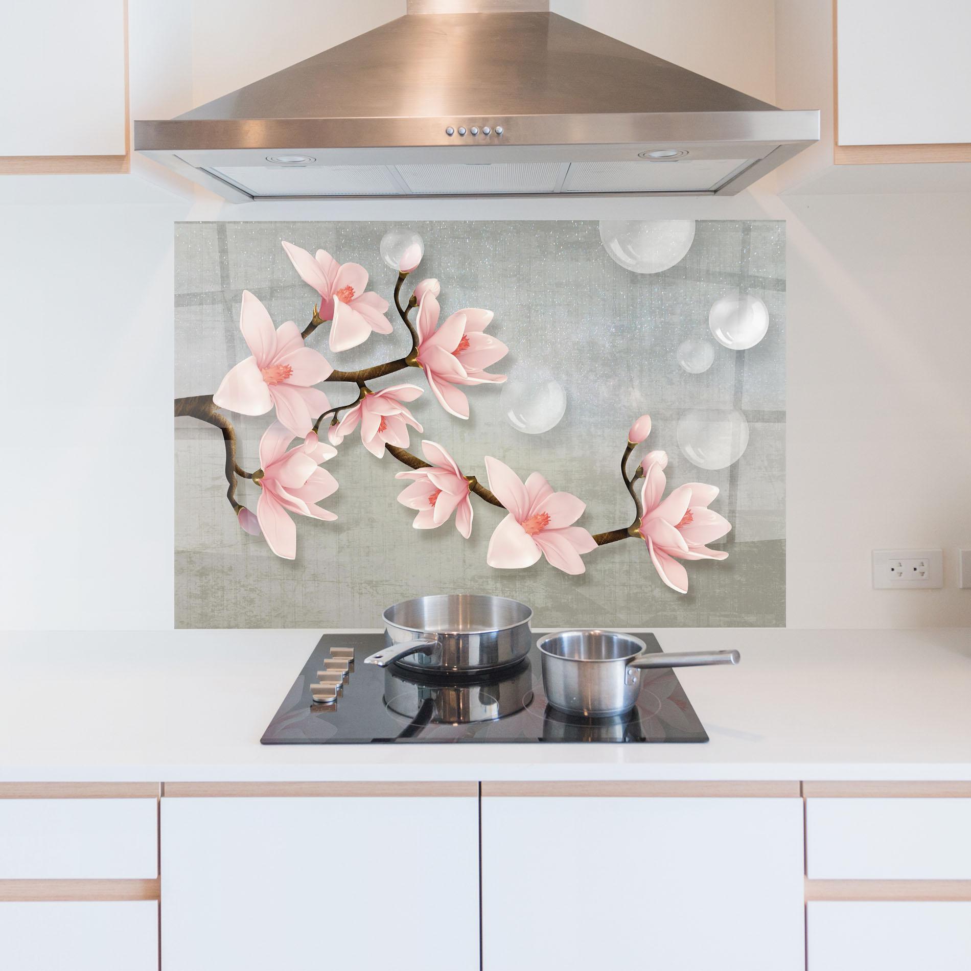 Panou Sticla Bucatarie Pink Magnolia mockup 5