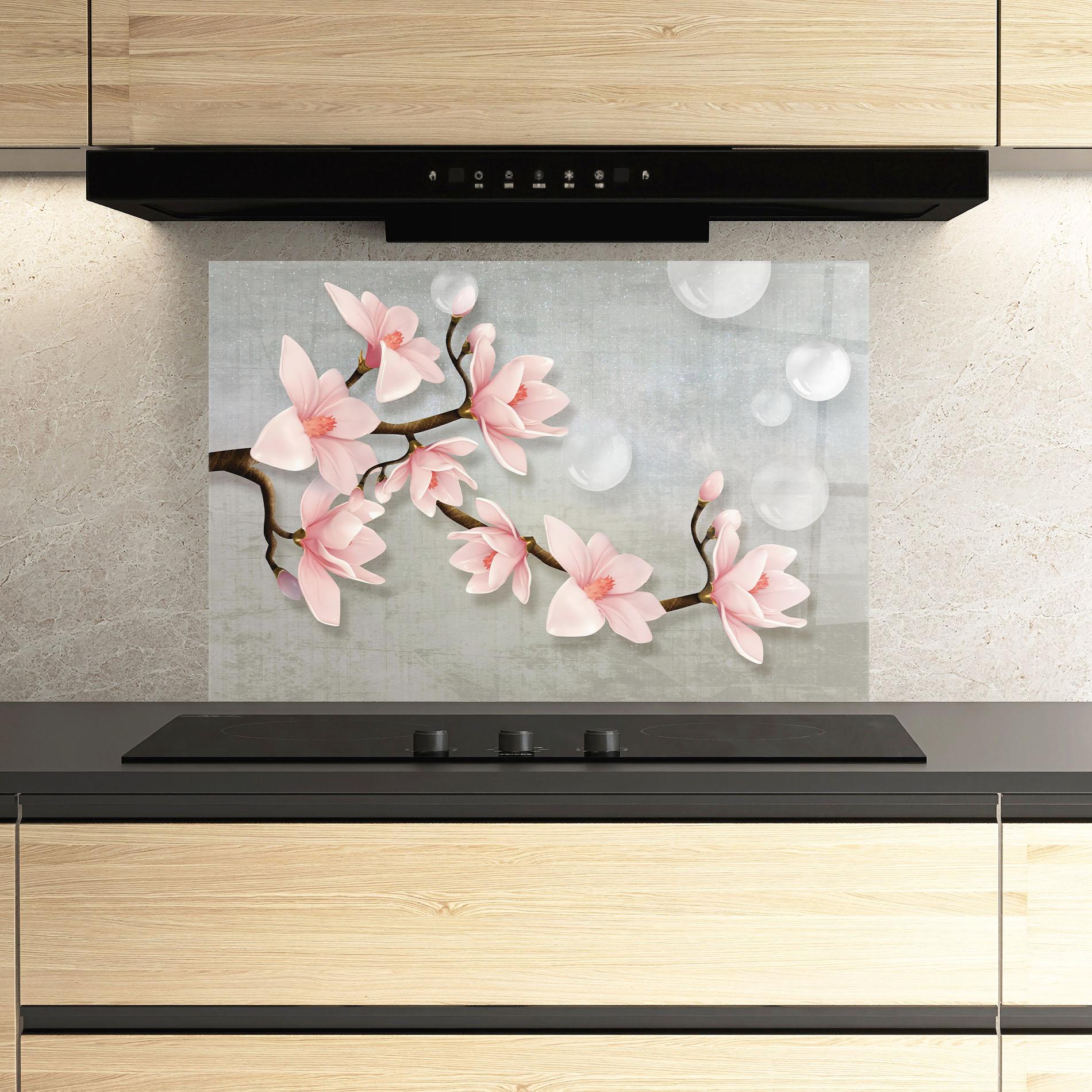 Panou Sticla Bucatarie Pink Magnolia mockup 3