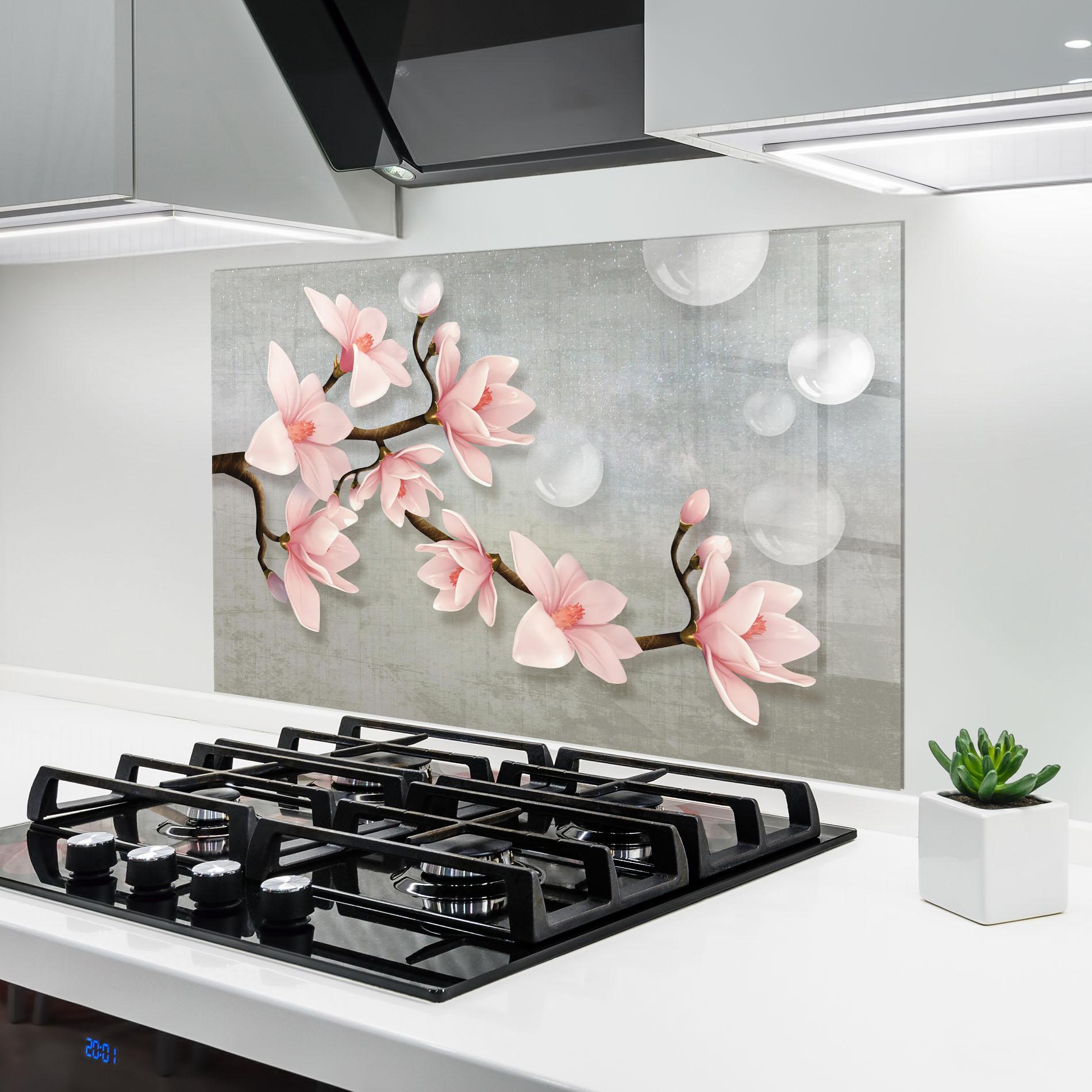 Panou Sticla Bucatarie Pink Magnolia mockup 6