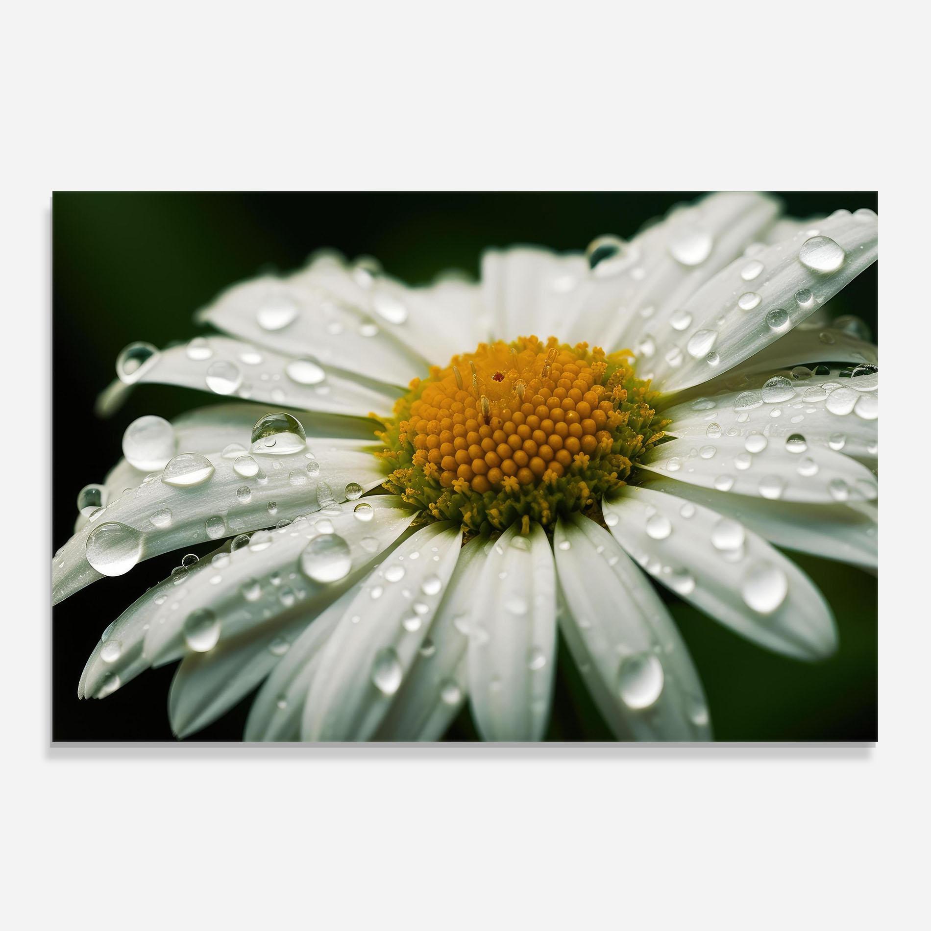 Panou Sticla Bucatarie Close Up Daisy After Rain mockup 0