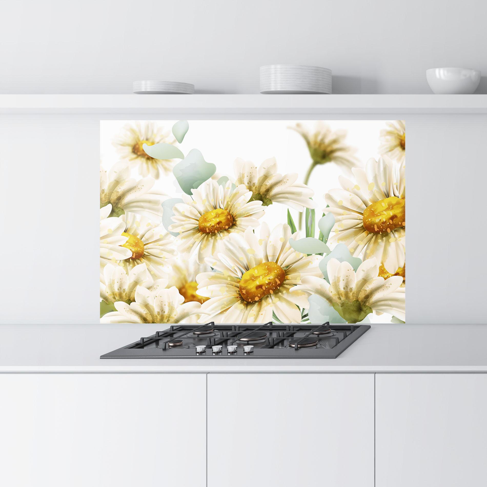 Panou Sticla Bucatarie Beautiful Daisy Art mockup 9